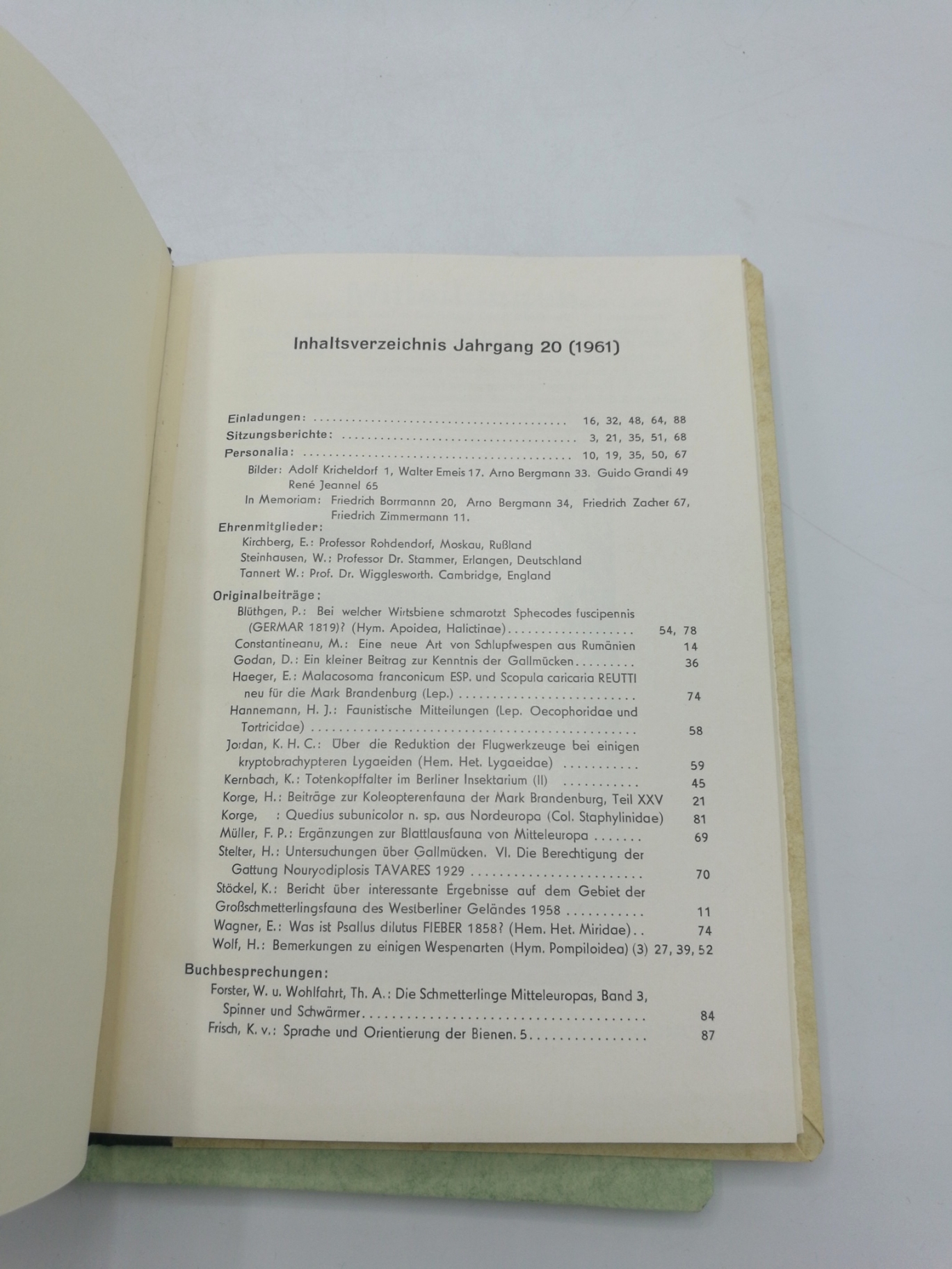 Deutsche Entomologische Gesellschaft (Hrsg.): Mitteilungen der Deutschen Entomologischen Gesellschaft e.V. Jahrgang 19-21, 1960-62 (=3 Bände)