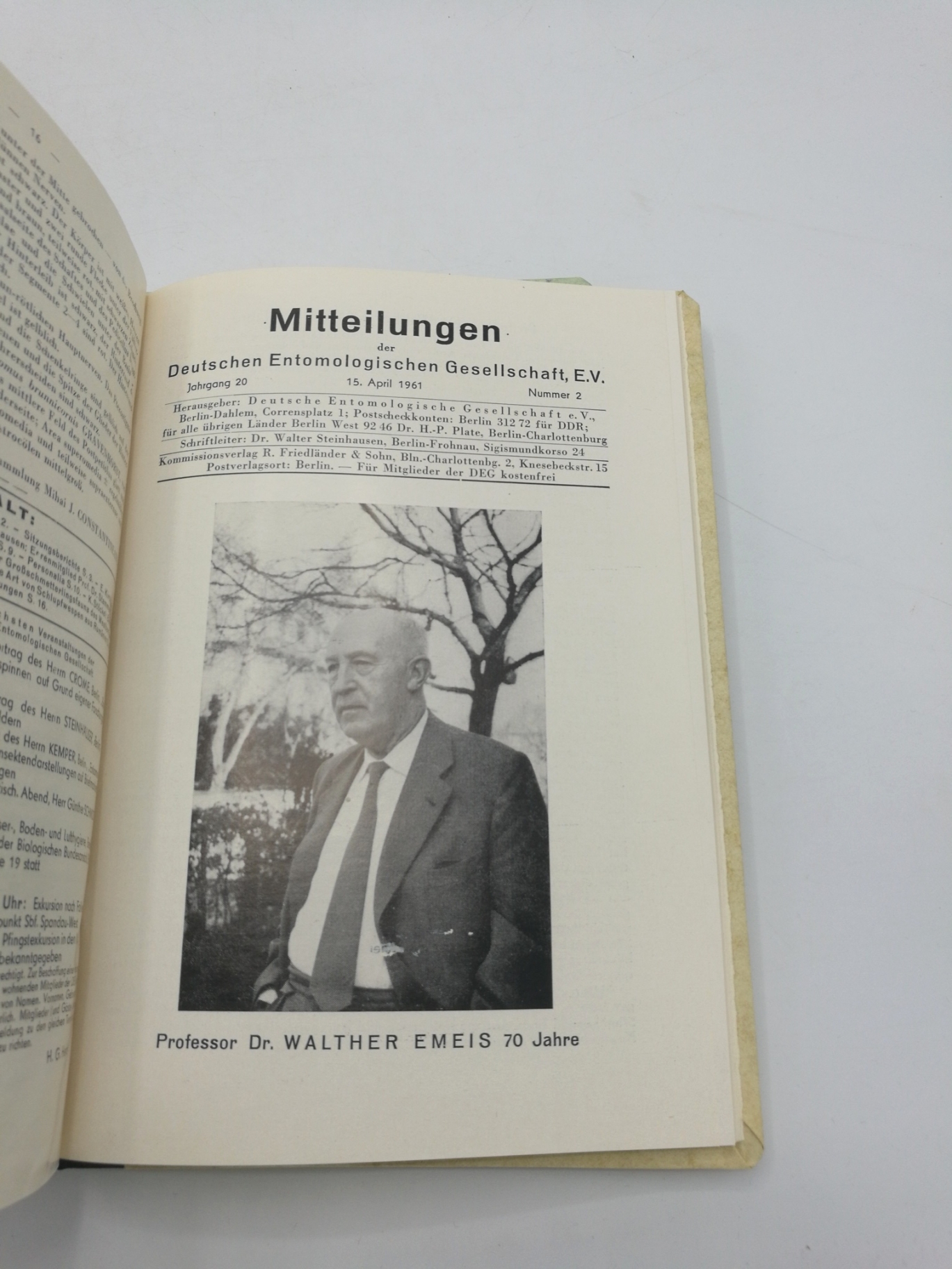 Deutsche Entomologische Gesellschaft (Hrsg.): Mitteilungen der Deutschen Entomologischen Gesellschaft e.V. Jahrgang 19-21, 1960-62 (=3 Bände)