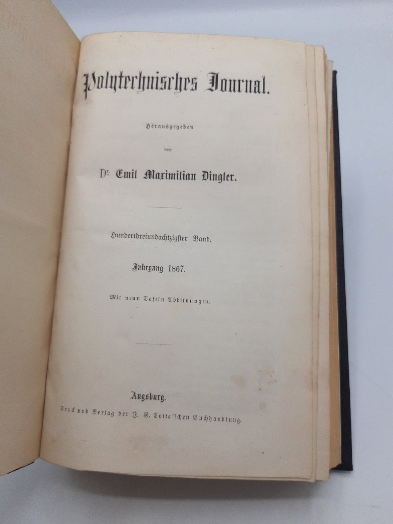 Dingler, Dr. Emil (Hrgs.): Polytechnisches Journal. 183. Band. Jahrgang 1867