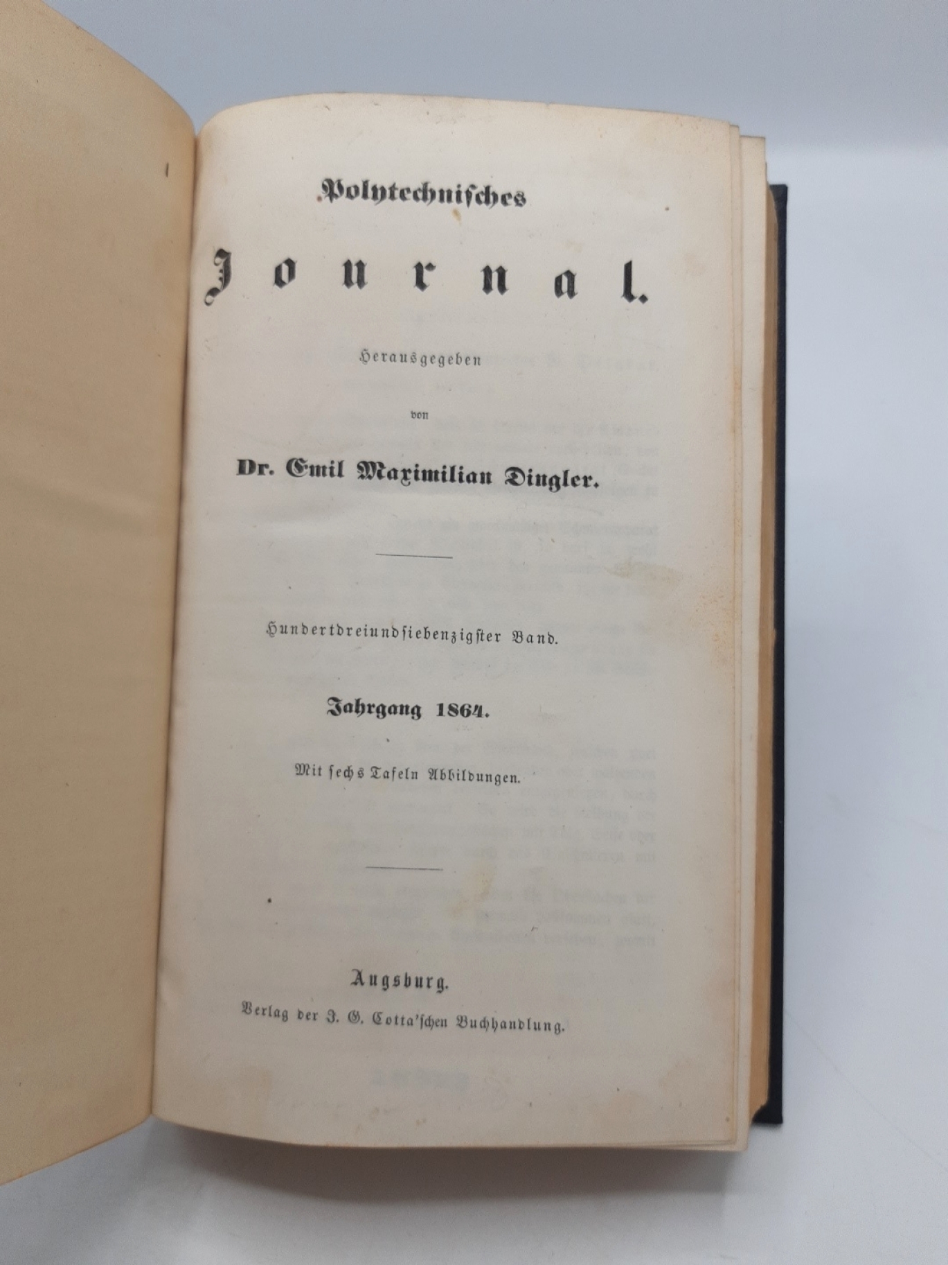 Dingler, Dr. Emil (Hrgs.): Polytechnisches Journal. 173. Band. Jahrgang 1864