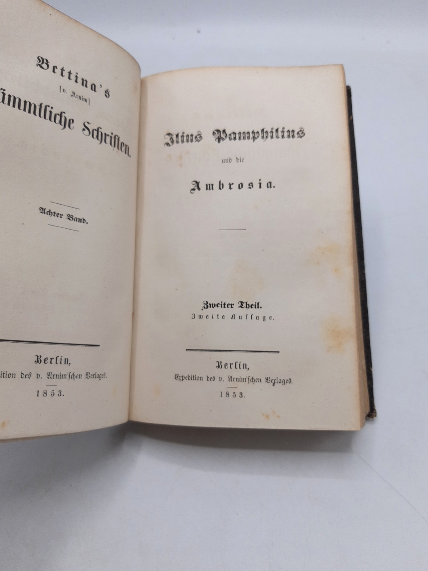 von Arnim, Bettina: Ilius Pamphilius und die Ambrosia Erster und zweiter Theil