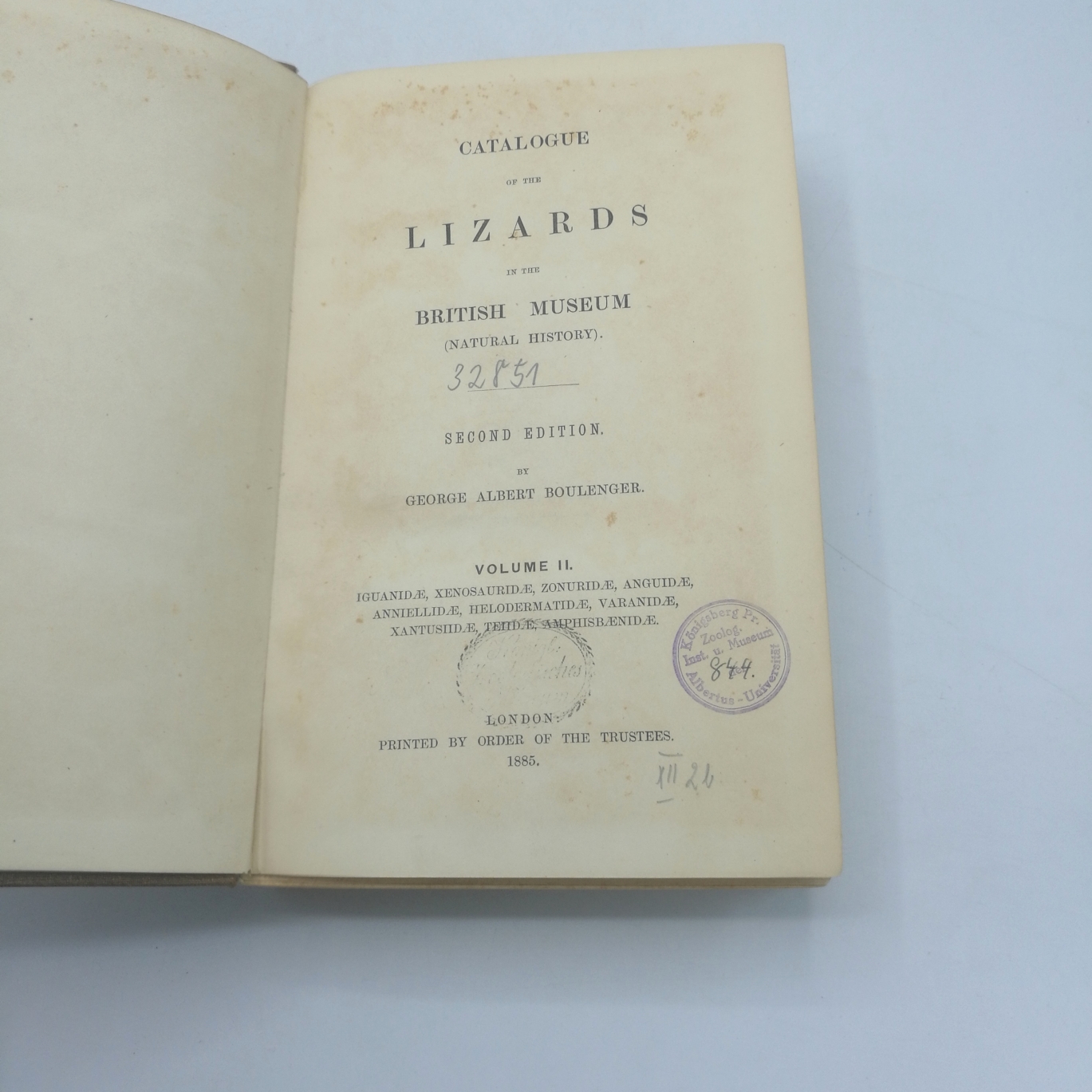 Boulenger, George Albert: Catalogue of the Lizards in the British Museum. 2 Bände