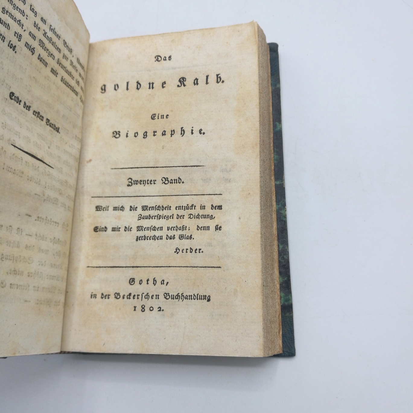 [Bentzel-Sternau, Karl Christian Ernst v.]: Das goldene Kalb. Eine Biographie. 4 Bände in 2 Büchern (=vollst.) 