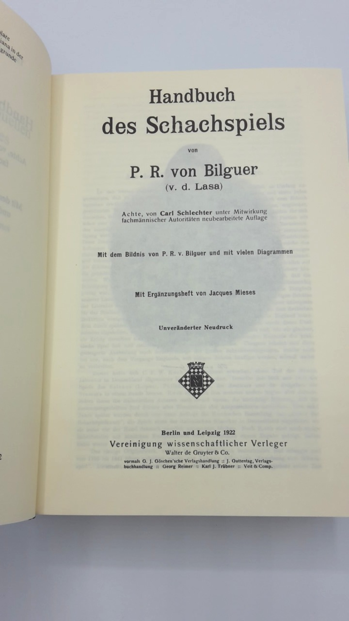 Bilguer, Paul Rudolf von: Handbuch des Schachspiels 