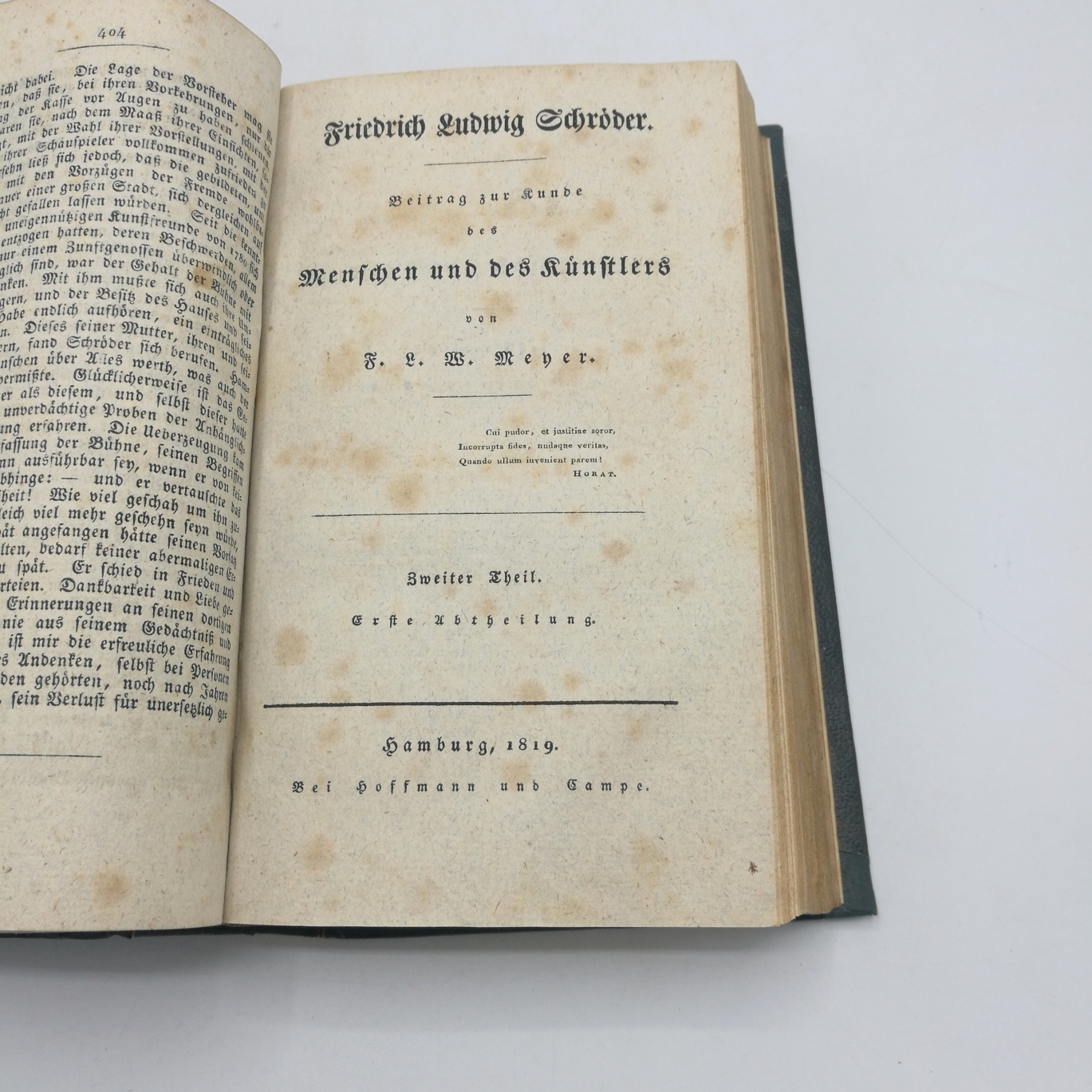 Meyer, F. L. W.: Friedrich Ludwig Schröder.  Drei Teile in einem Band (=vollst.) Beitrag zur Kunde des Menschen und des Künstlers.