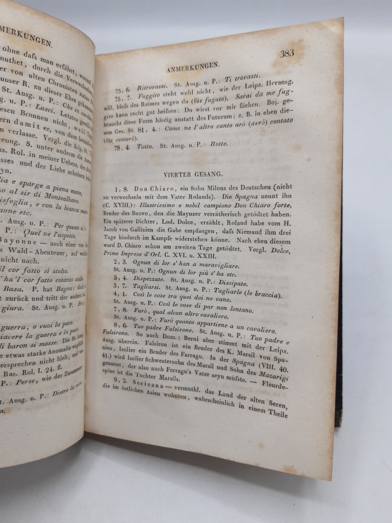 Matteo Maria Bojardo: Matteo Maria Bojardo´s, Grafen von Scaniano, Verliebter Roland. Zum erstenmale verdeutscht und mit Anmerkungen versehen von J.D. Gries [komplett in 4 Bänden]