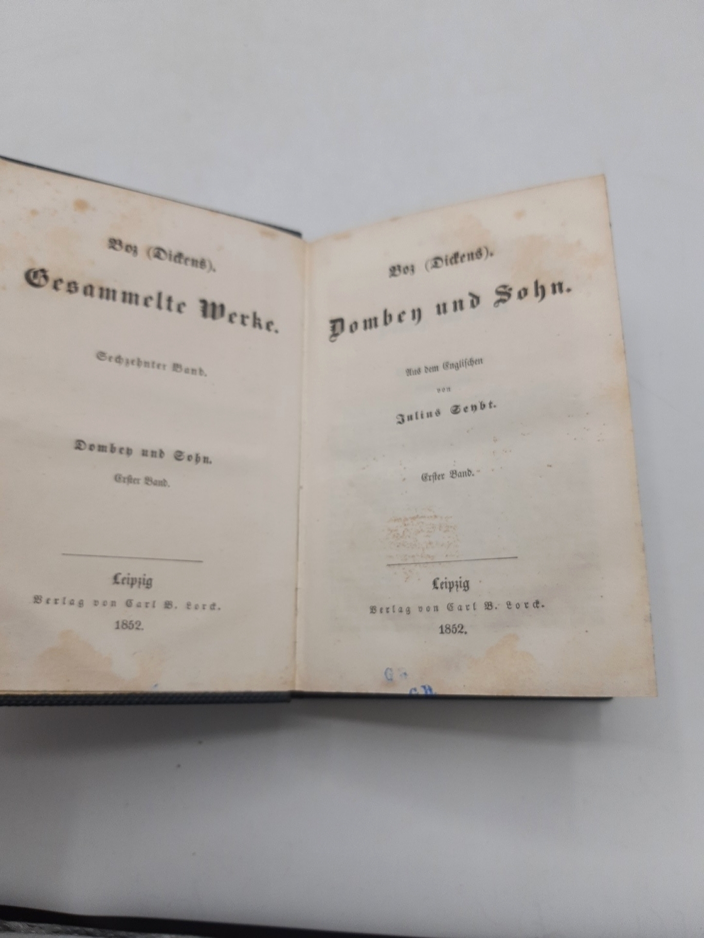 Boz (Dickens), [Charles]: Dombey und Sohn. Zwei Bände in einem Buch (=vollst.) Boz (Dickens) Gesammelte Werke. Band 17 + 18