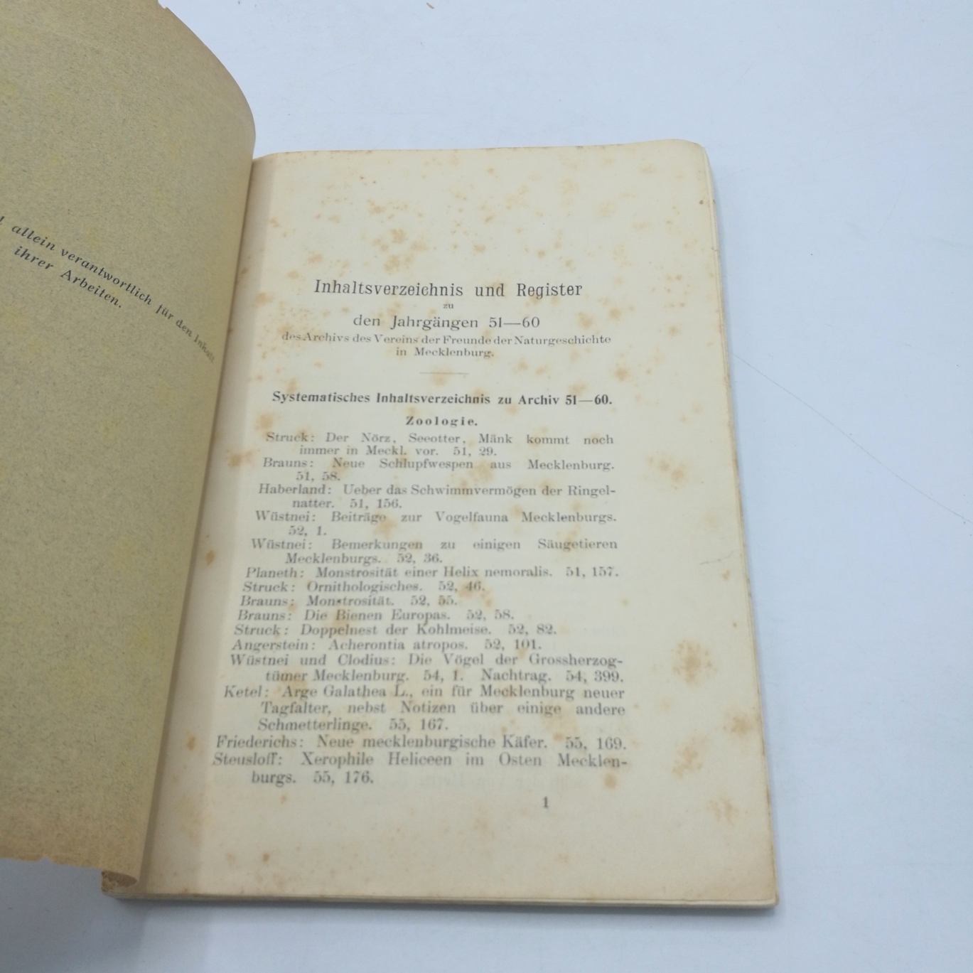 Verein Freunde Naturgeschichte Mecklenburg (Hrsg.): Archiv des Vereins der Freunde der Naturgeschichte in Mecklenburg. 61. Jahr. (1907) I. Abtheilung