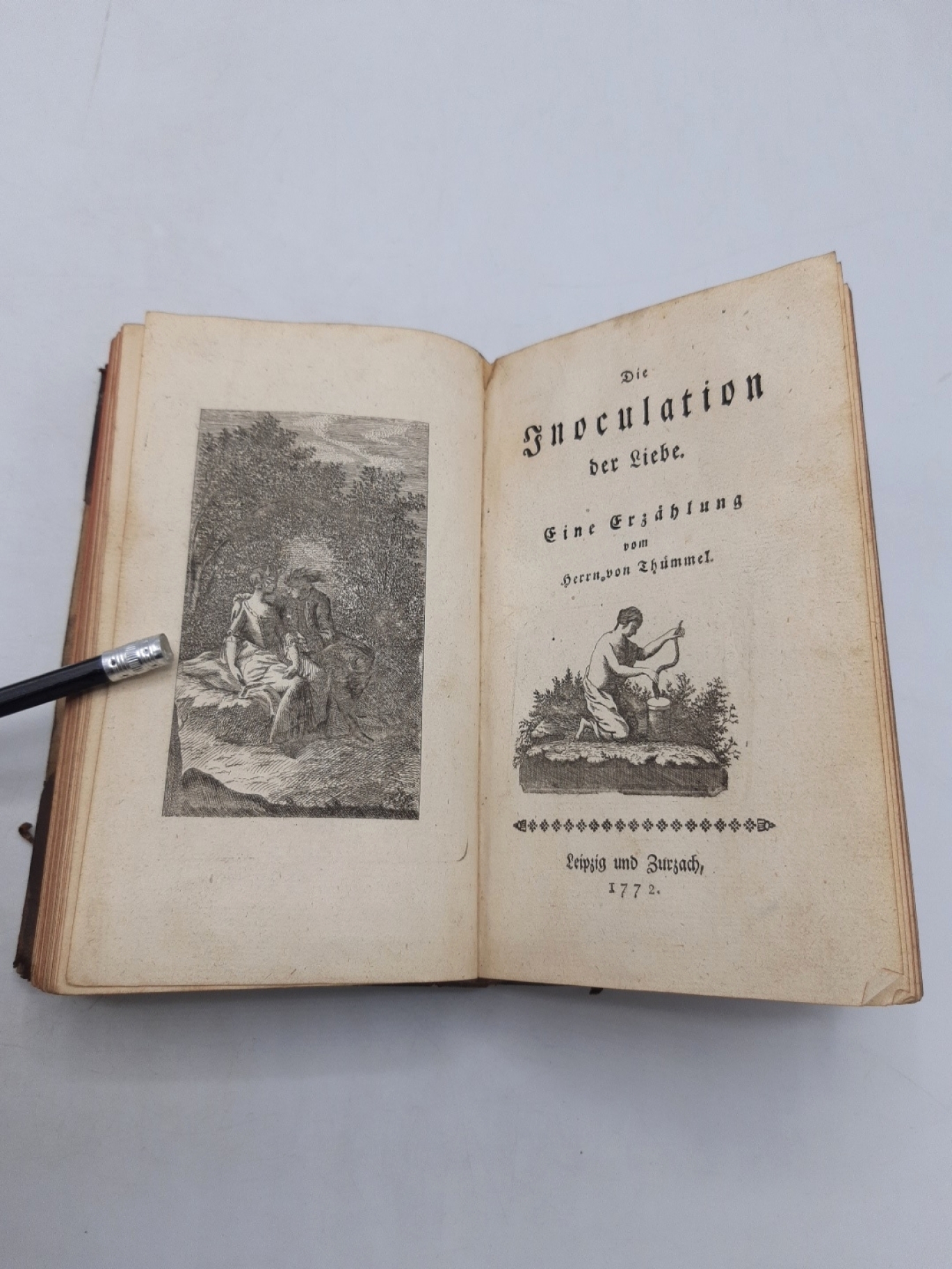 von Thümmel, Klamer Eberhard Karl Schmidt, J. W. Schreiber, J T Dick: Sammelband von sechs Schriften: Lieder für Kinder (Neue Auflage), 1772 [unbek. Autor] / Inoculation der Liebe, 1772 / Elegieen an meine Minna, 1773 / Kleine vermischte Gedichte und Brie