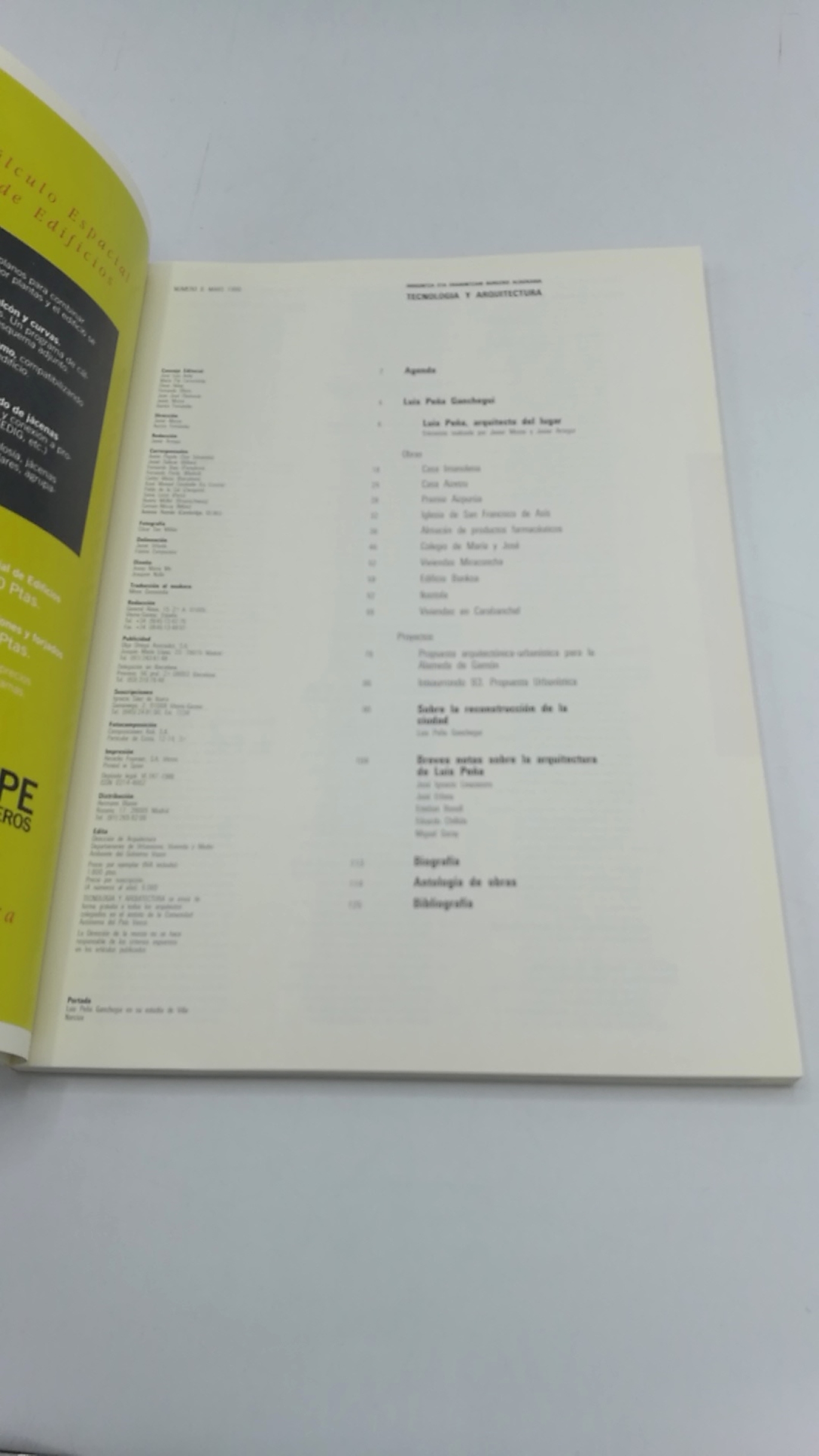 Avila, José Luis: Luis Peña Ganchegui. Tecnologia y Arquitectura Numero 9 Mayo 1990.