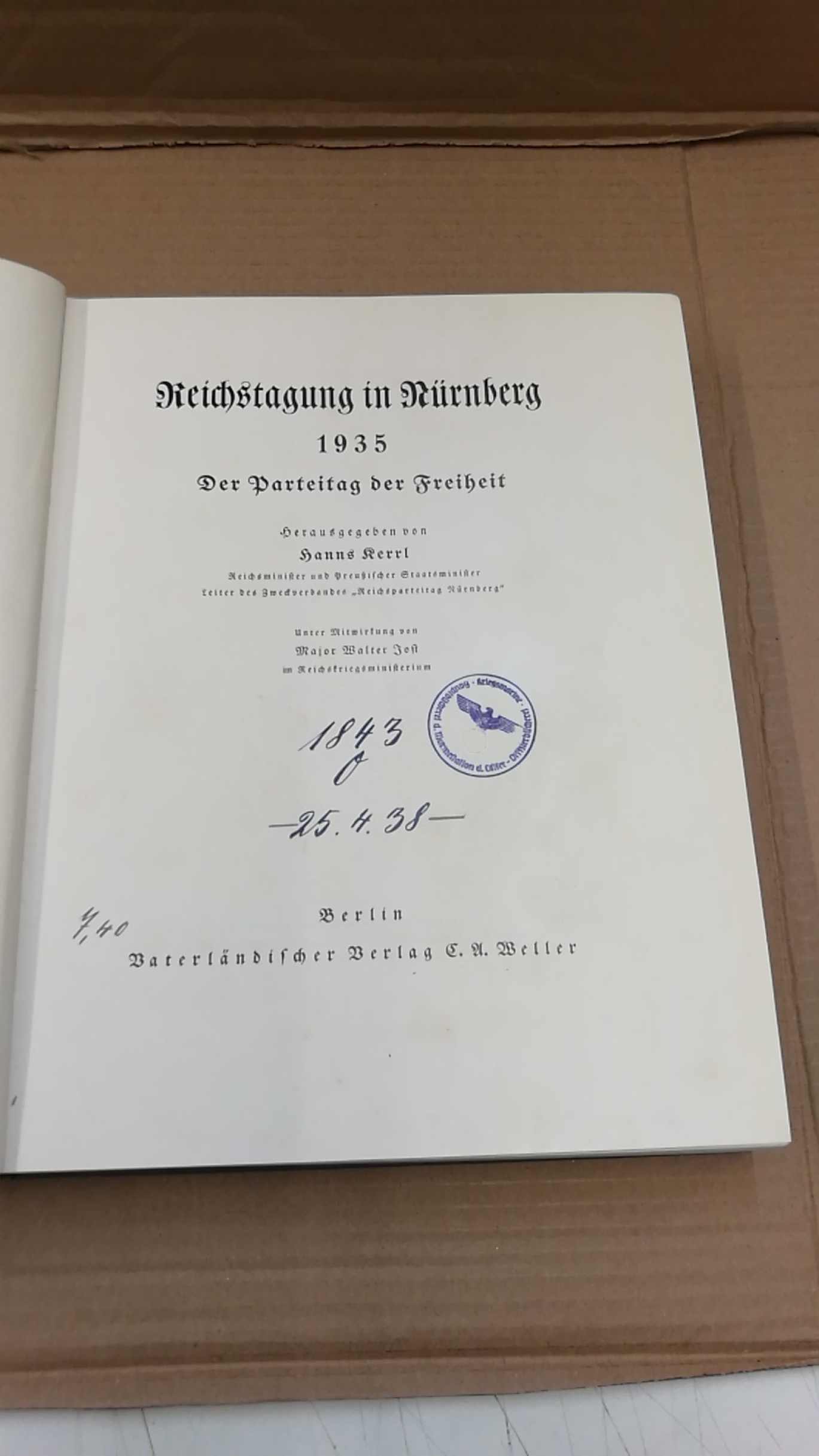 Kerrl, Hanns: Reichstagung in Nürnberg 1935. Der Parteitag der Freiheit. 