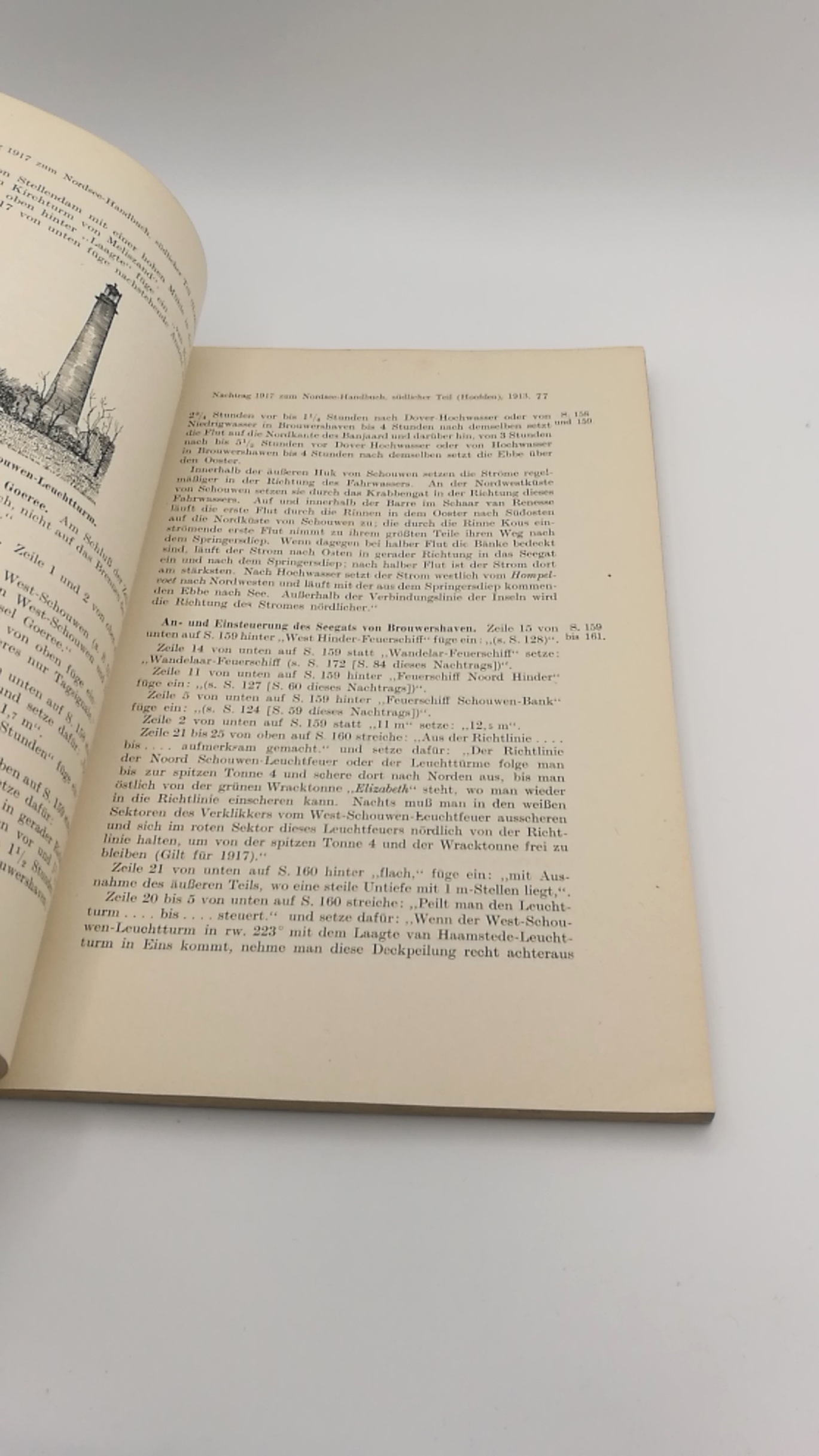 Reichs-Marine-Amt (Hrgs.): Nachtrag 1917 zum Nordsee-Handbuch Südlicher Teil (Hoofden) Abgeschlossen mit "Nachrichten für Seefahrer" Ausgabe 37 vom 1. September 1917