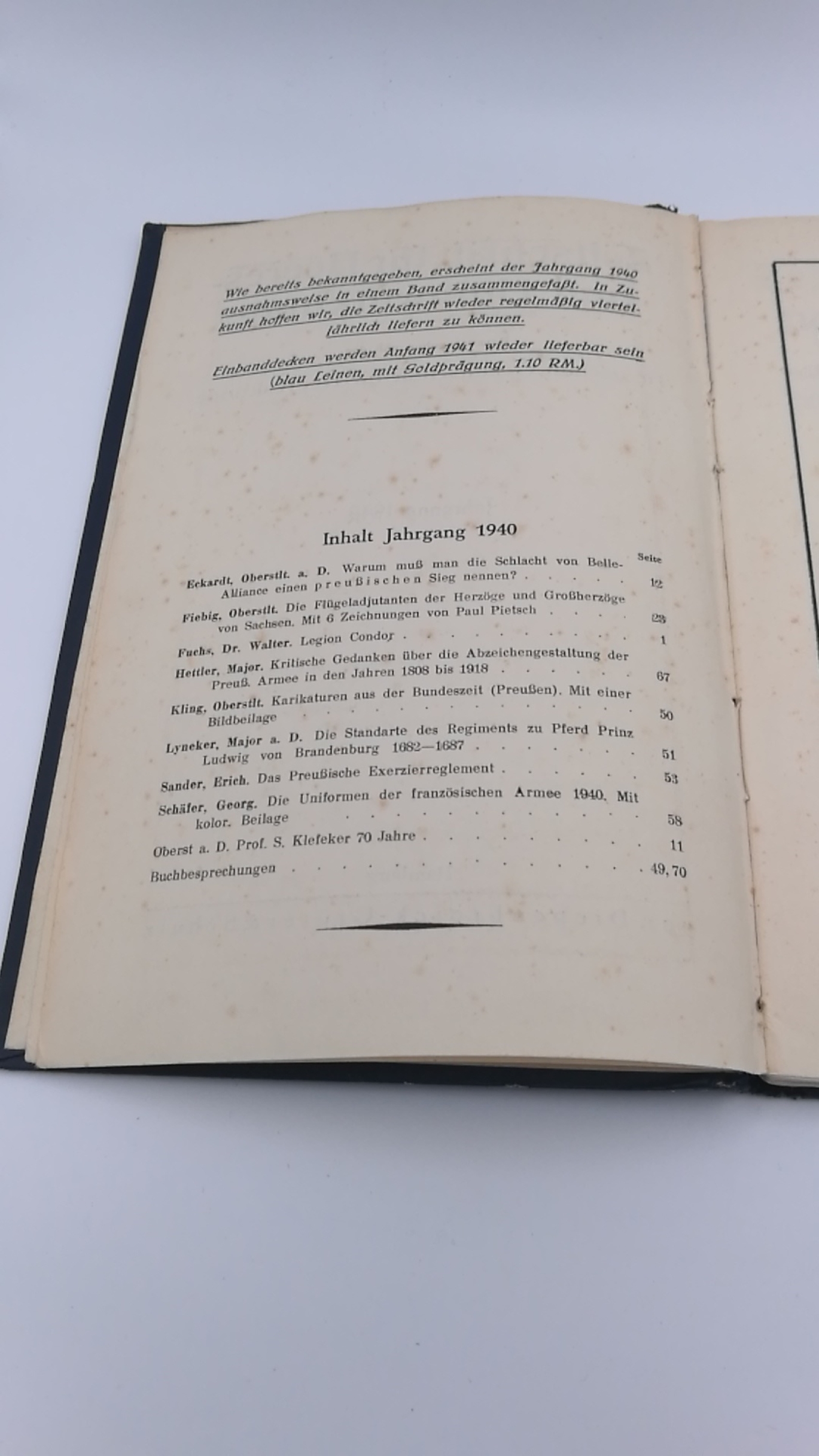 Deutsche Gesellschaft für Heereskunde e. V. (Hrsg.): Zeitschrift für Heeres- und Uniformkunde. Jahrgang 1940