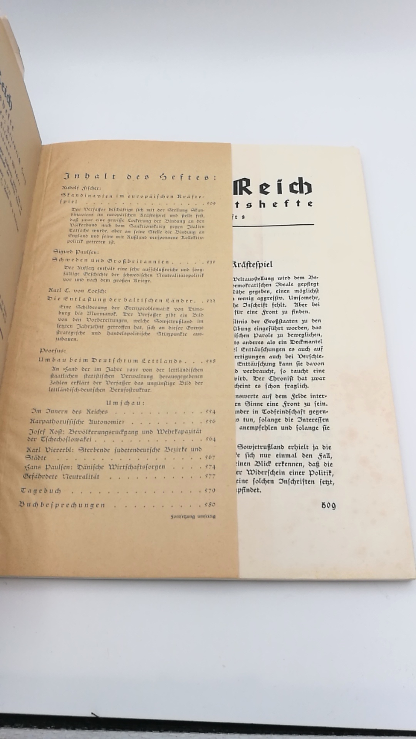 Heitz, Friedrich: Volk und Reich. Politische Monatshefte.  Heft 6. 12. Jahrg. / Juni 1936