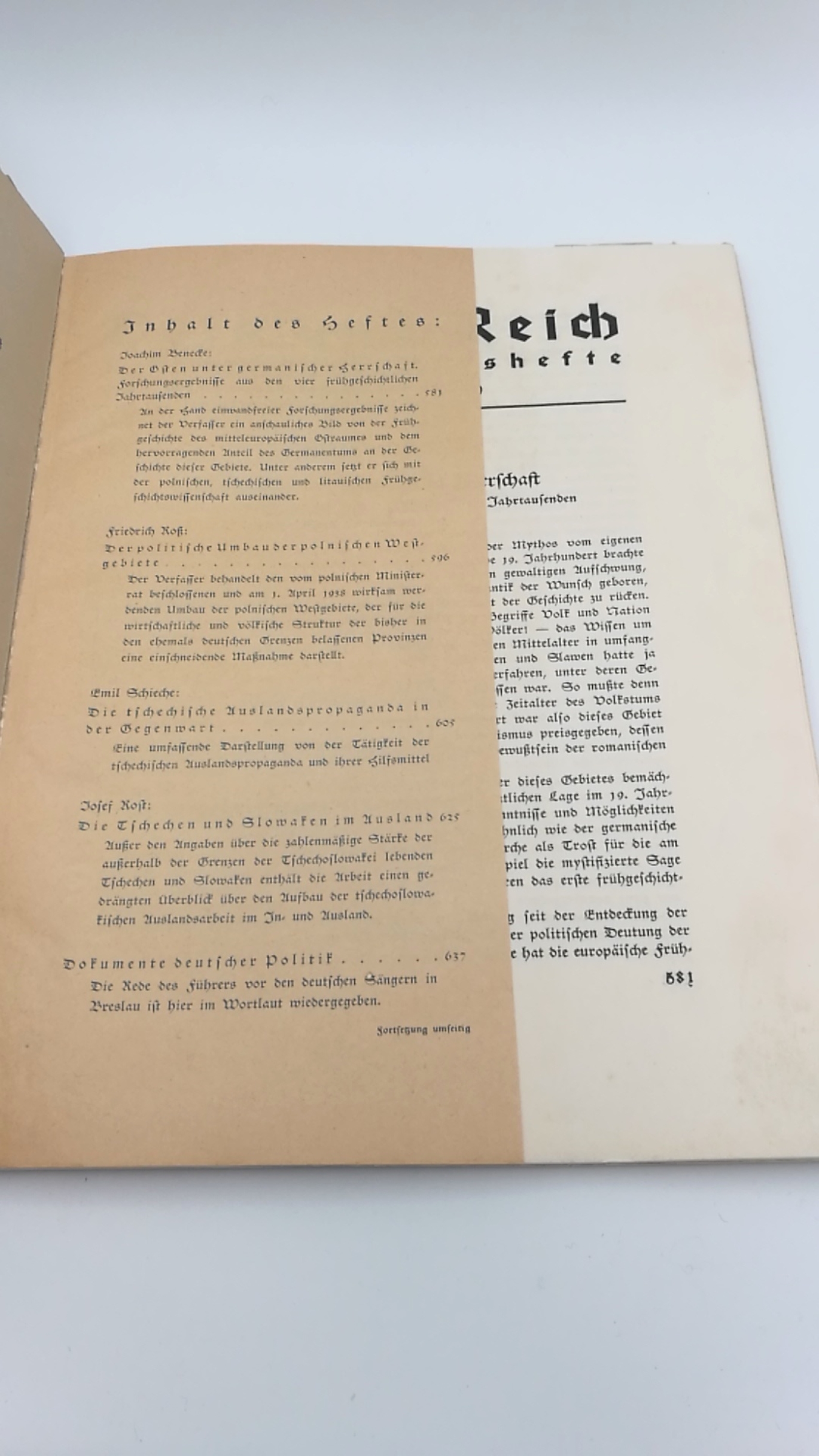 Heitz, Friedrich: Volk und Reich. Politische Monatshefte.  Heft 9. 13. Jahrg. / Sept. 1937