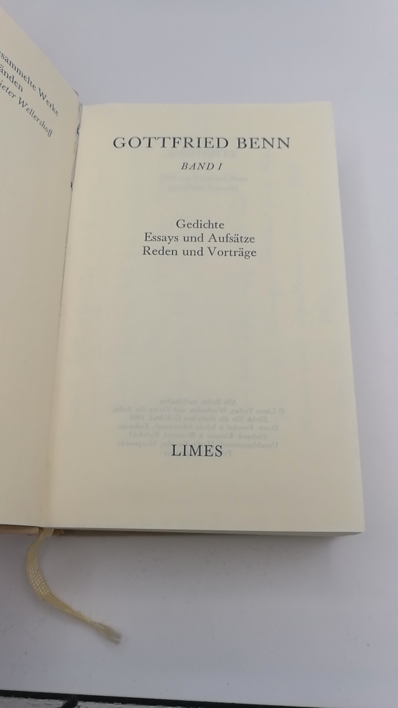 Wellershoff, Dieter (Hrsg.): Gottfried Benn. Gesammelte Werke in zwei Bänden. 2 Bände (=vollst.) 