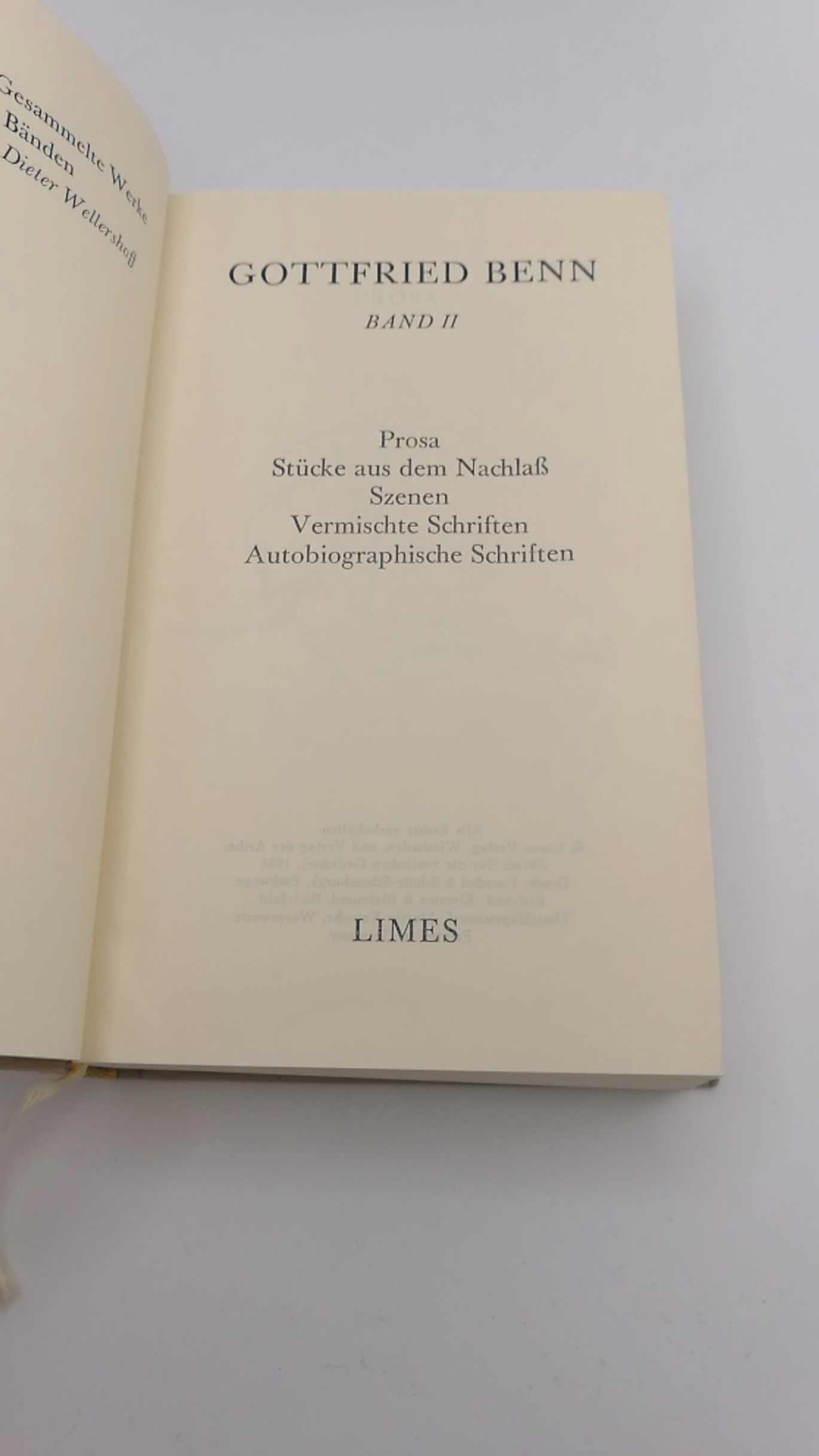 Wellershoff, Dieter (Hrsg.): Gottfried Benn. Gesammelte Werke in zwei Bänden. 2 Bände (=vollst.) 