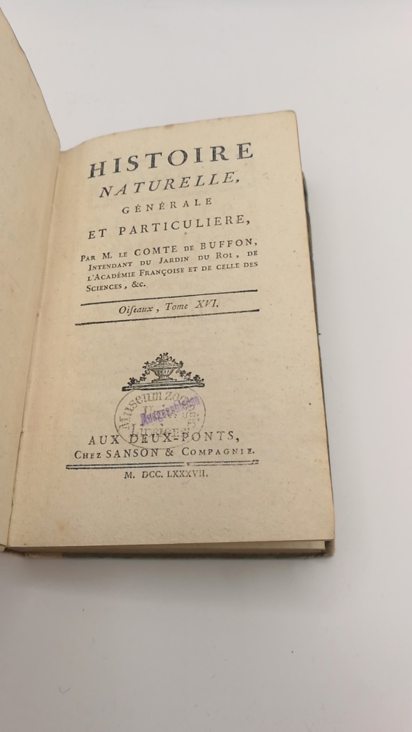 Le Comte de Buffon (Hrsg.): Historie naturelle générale et particuliere. Oiseaux, Tome XVI [16]