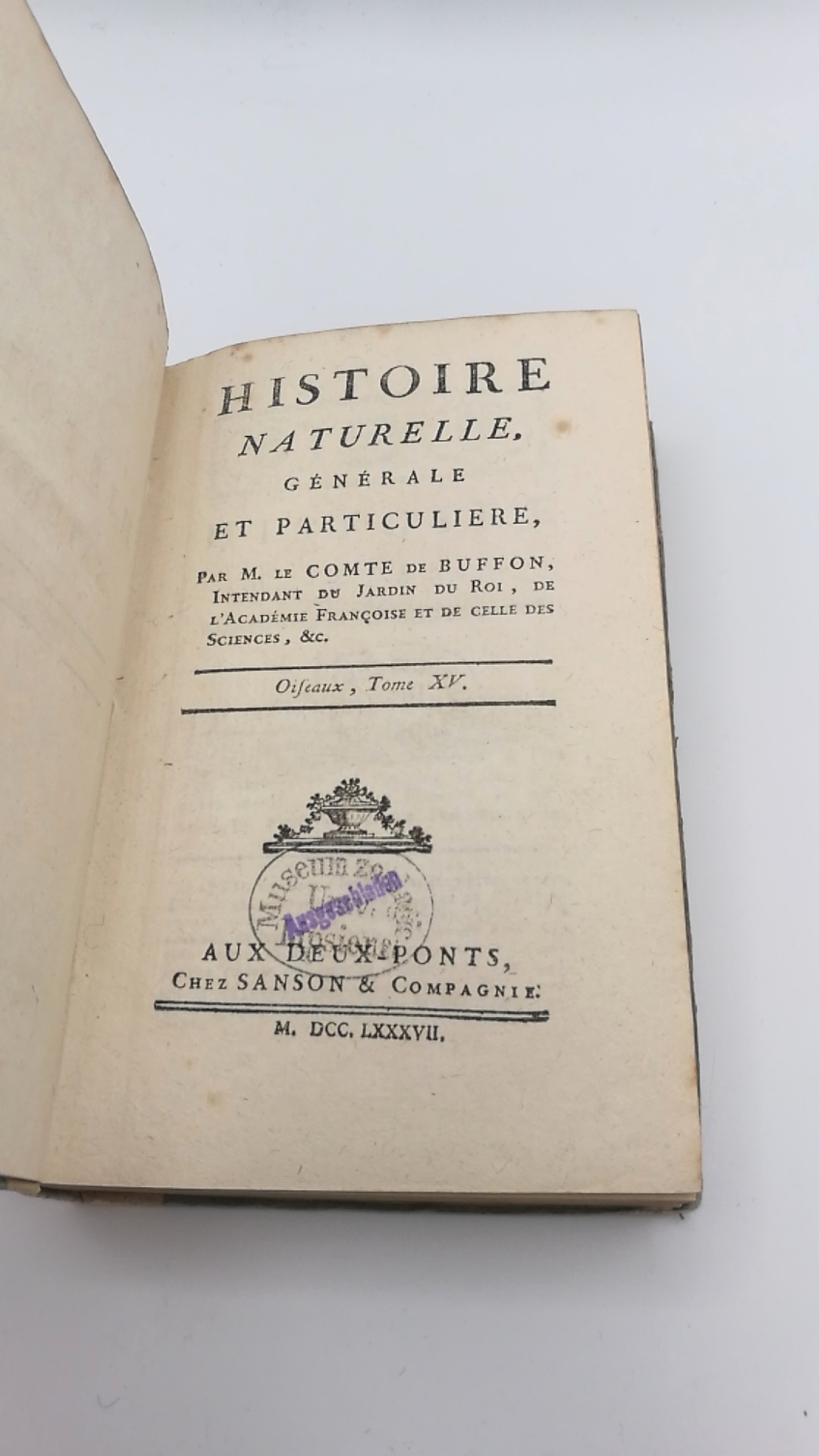 Le Comte de Buffon (Hrsg.): Historie naturelle générale et particuliere. Oiseaux, Tome XV [15]