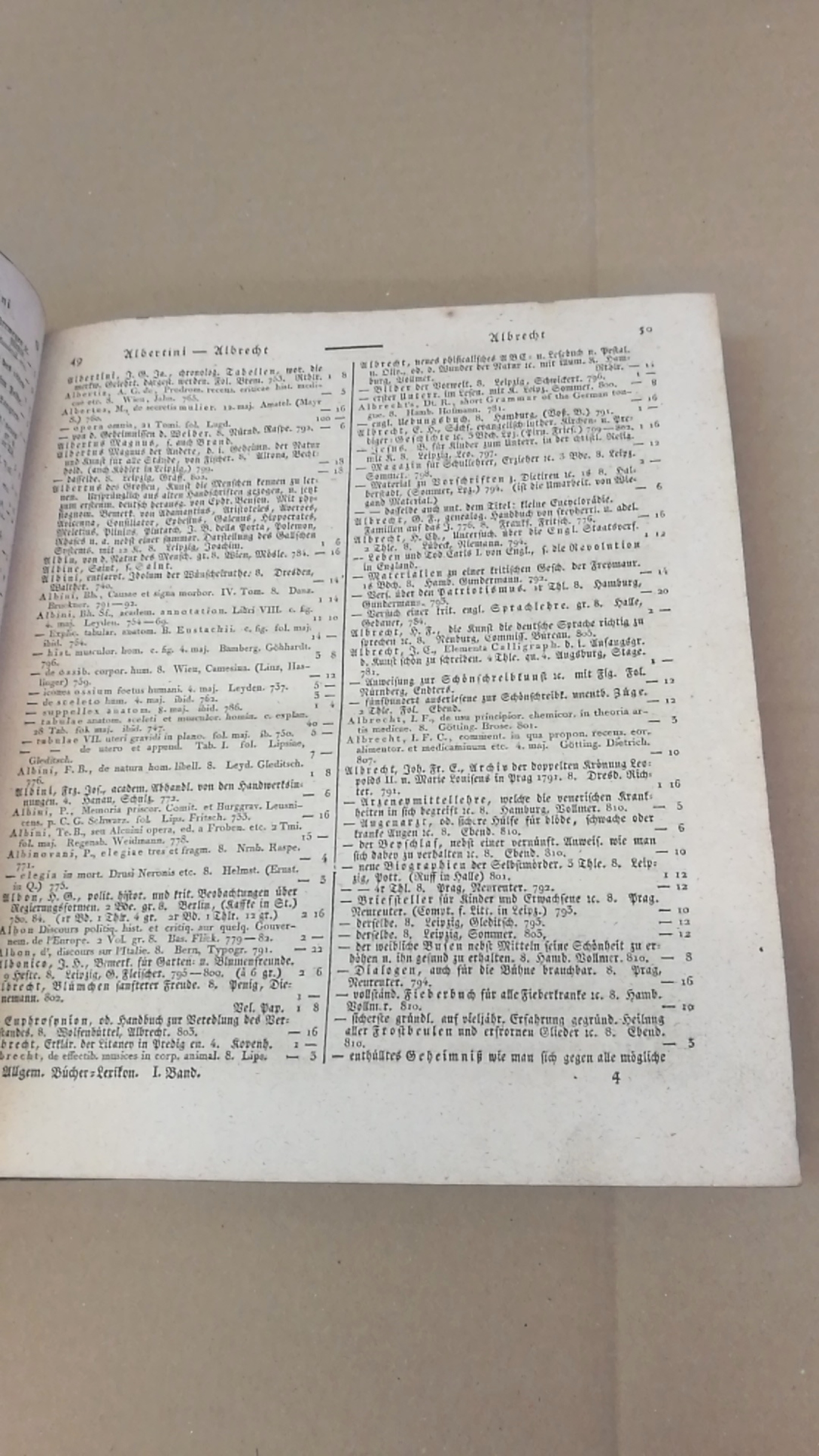 Wilhelm Heinsius: Allgemeines Bücher-Lexikon oder vollständiges Alphabetisches Verzeichniß der von 1700 bis zu Ende 1810 erschienenen Bücher, welche in Deutschland und in den durch Sprache und Literatur damit verwandten Ländern gedruckt worden sind. Band 