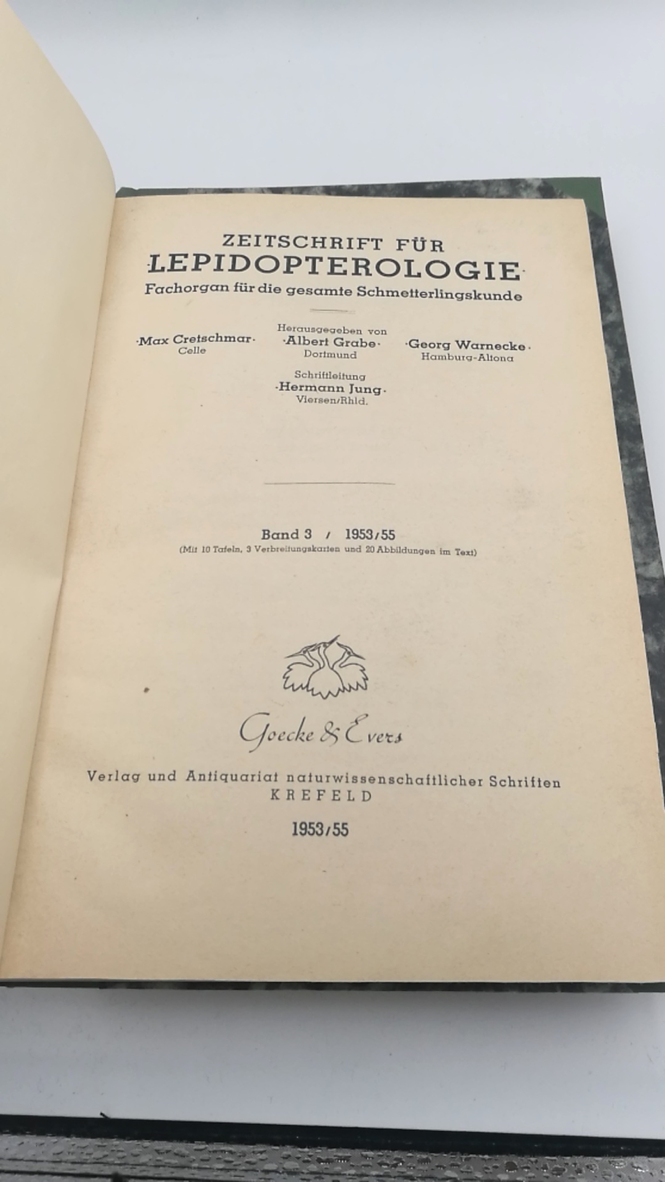 Grabe, Albert (Hrsg.): Zeitschrift für Lepidooterologie. 1950-1953. 3 Bände (=3 vollst. Jhg.) Fachorgang für die gesamte Schmetterlingskunde