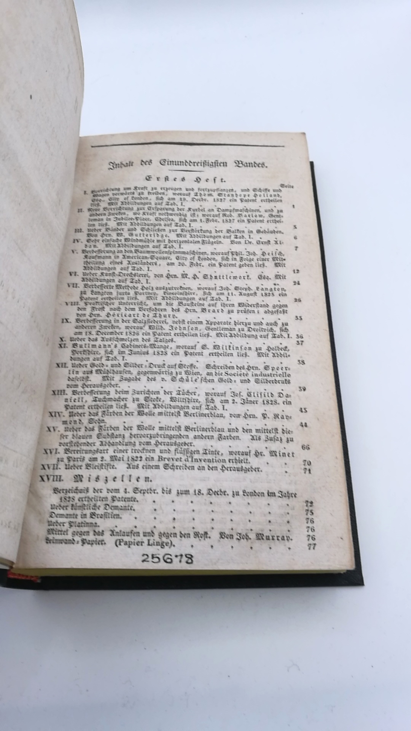 Dingler, Johann Gottfried (Hrgs.): Polytechnisches Journal. Band XXXI. [31.] Heft 1-6 (=vollst. Jahrgang) Eine Zeitschrift