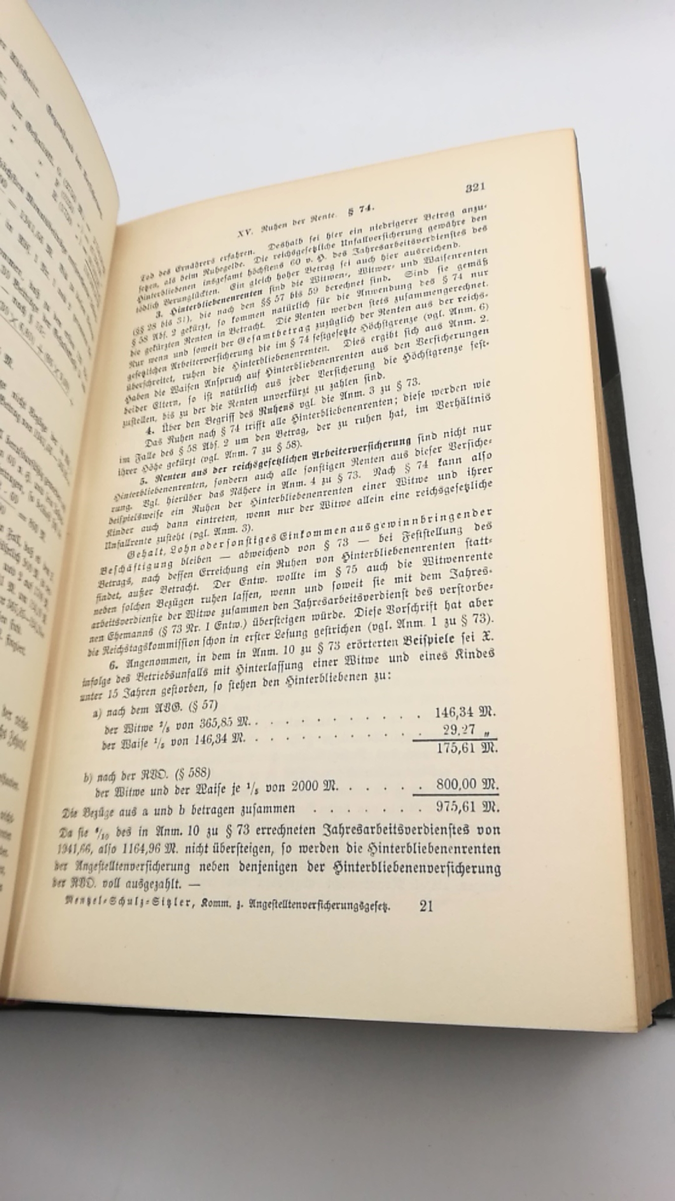 Mentzel / Schulz / Sitzler, Dr. Paul / Dr. Hermann / Dr. Fritz: Kommentar zum Versicherungsgesetz für Angestellte vom 20. Dezember 1911