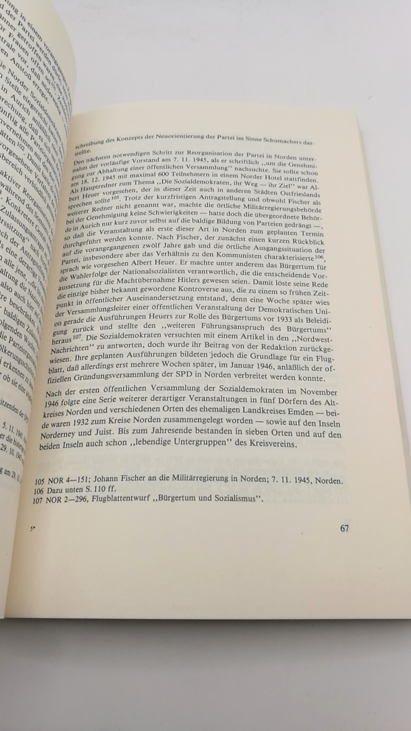 Pezold, Johann Dietrich von: Sozialdemokraten in Niedersachsen 1945/ 46 Materialien zur Reorganisation der SPD im aussergrossstädt. Bereich