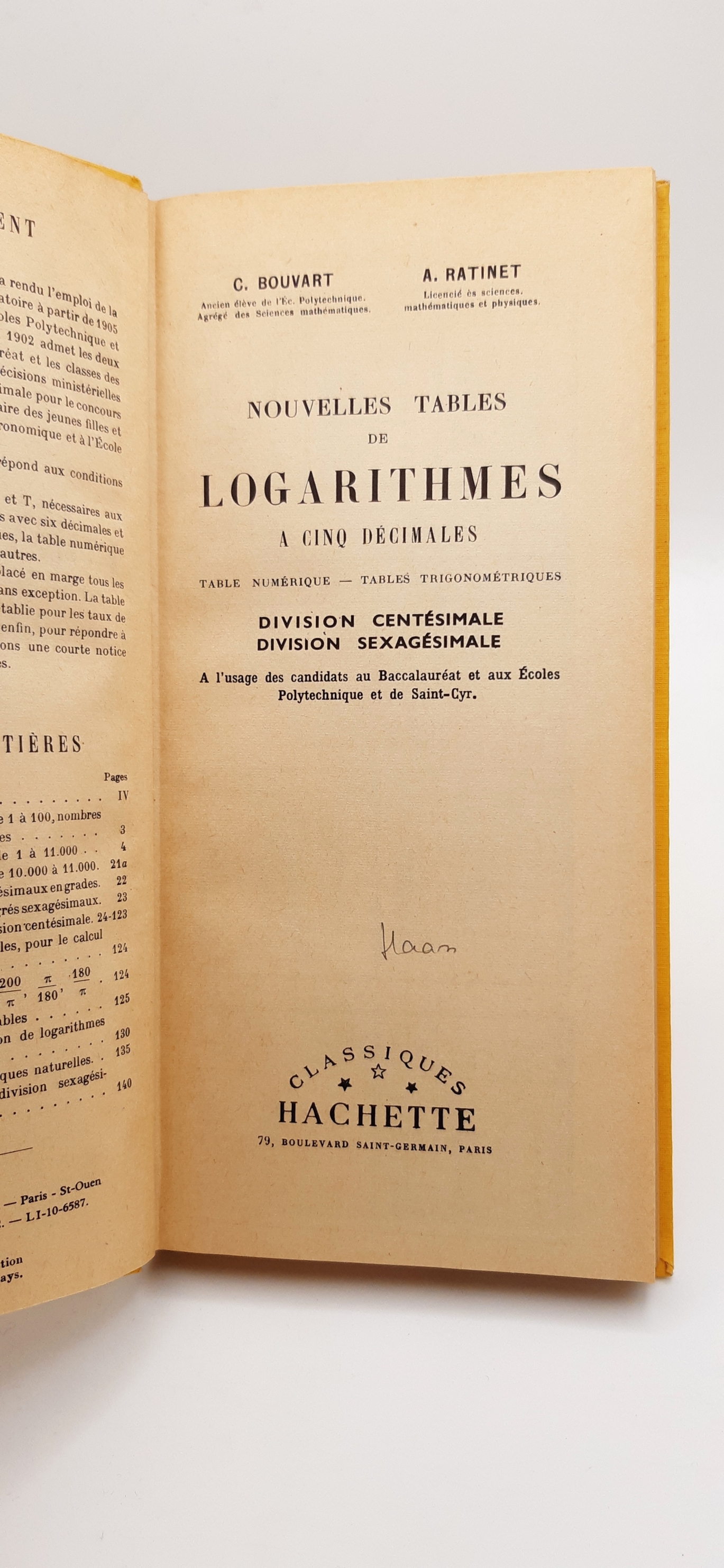 Bouvart et Ratinet: Nouvelles tables de logarithmes