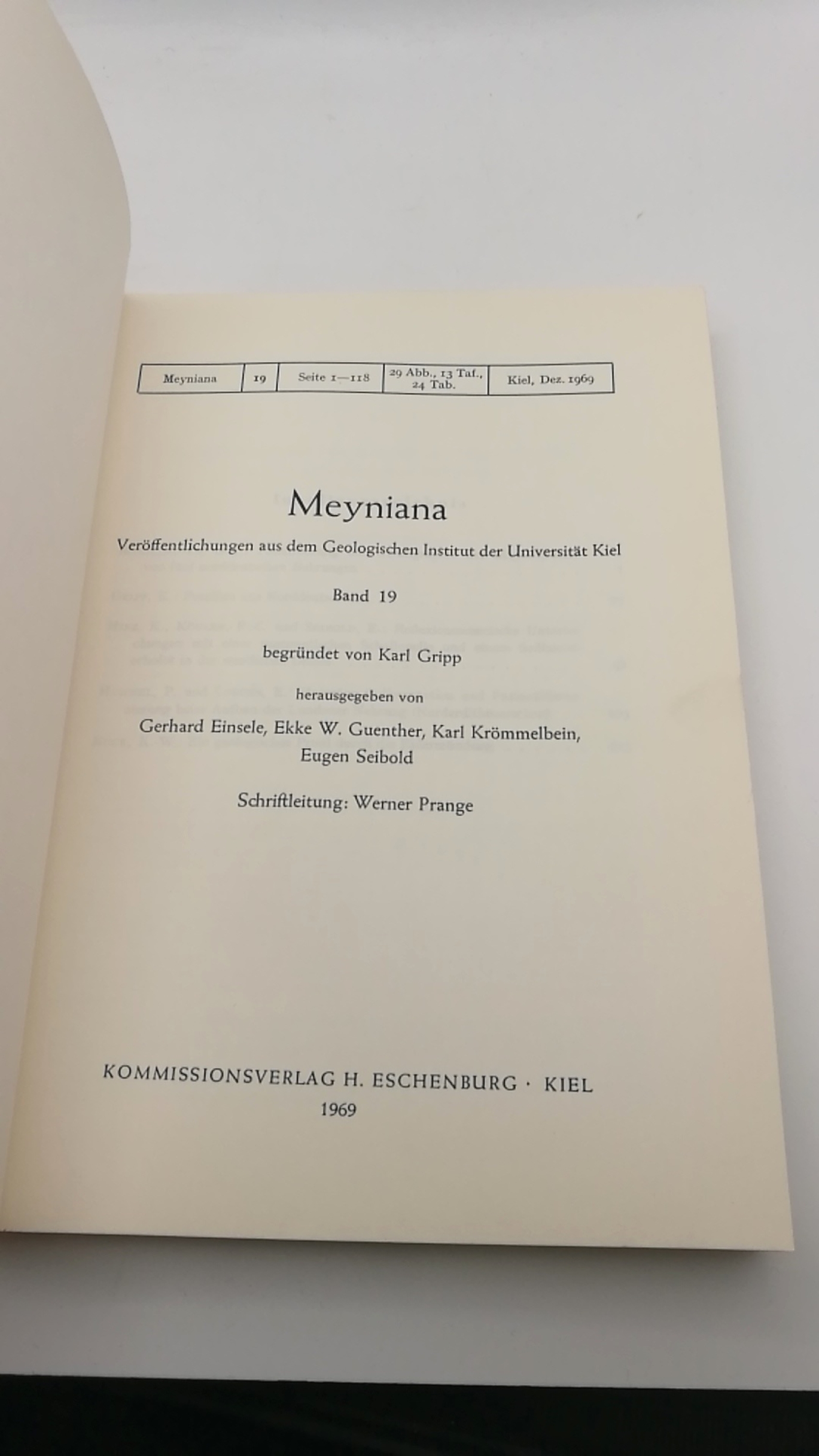 Guenther, Ekke W. (Hrgs.): Meyniana. Band 19 Veröffentlichung aus dem Geologischen Institut der Universität Kiel