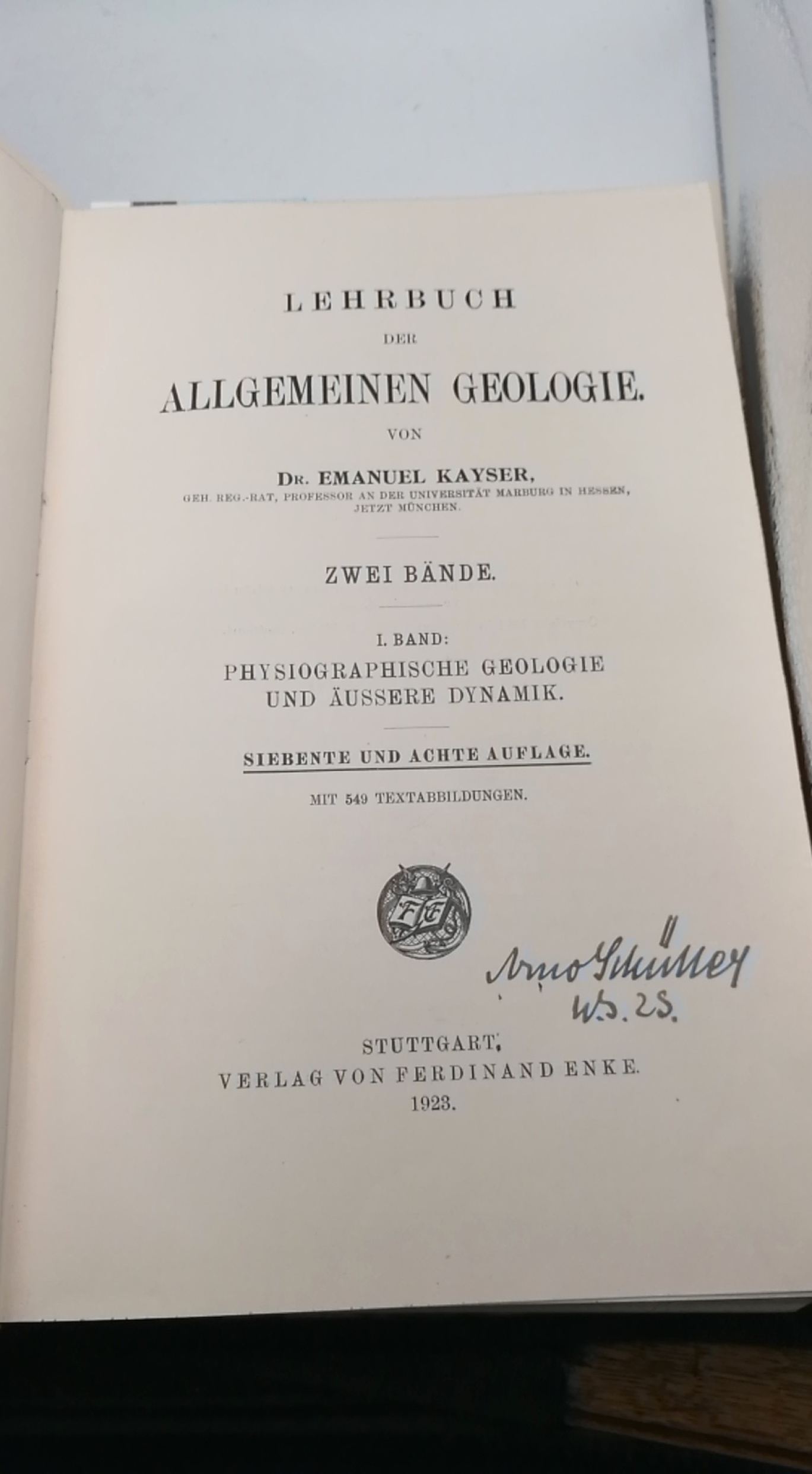 Kayser, Emanuel: Lehrbuch der Geologie.  4 Bände (=vollst.) I. und II. Band: Allgemeine Geologie // III. und IV. Band: Geologische Formationskunde