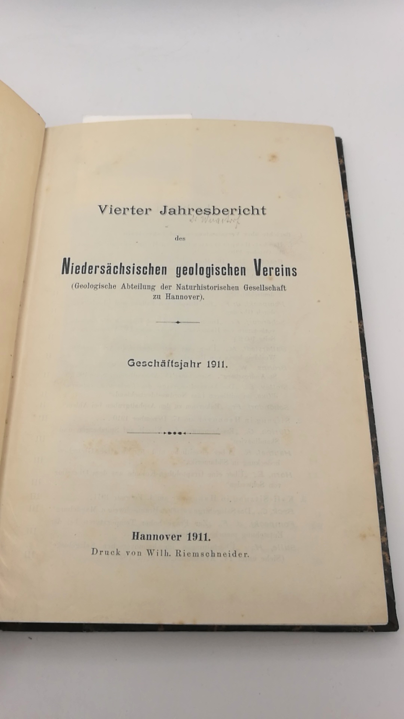 Naturhistorische Gesellschaft Hannover (Hrsg.): Vierter Jahresbericht des Niedersächsischen geologischen Vereins. Geschäftsjahr 1911