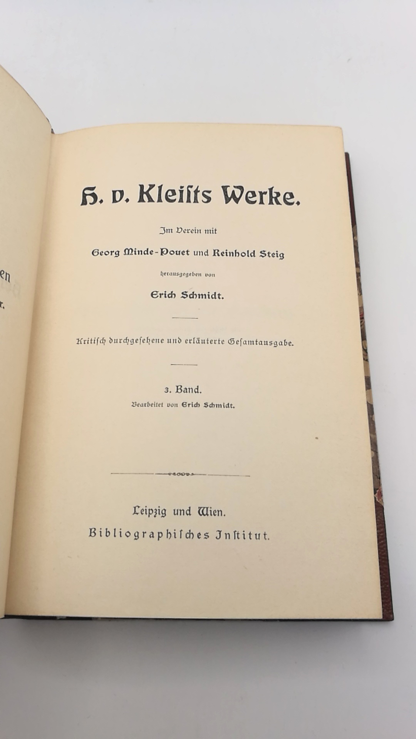 Schmidt, Erich: Heinrich von Kleists Werke. 3 Bände 