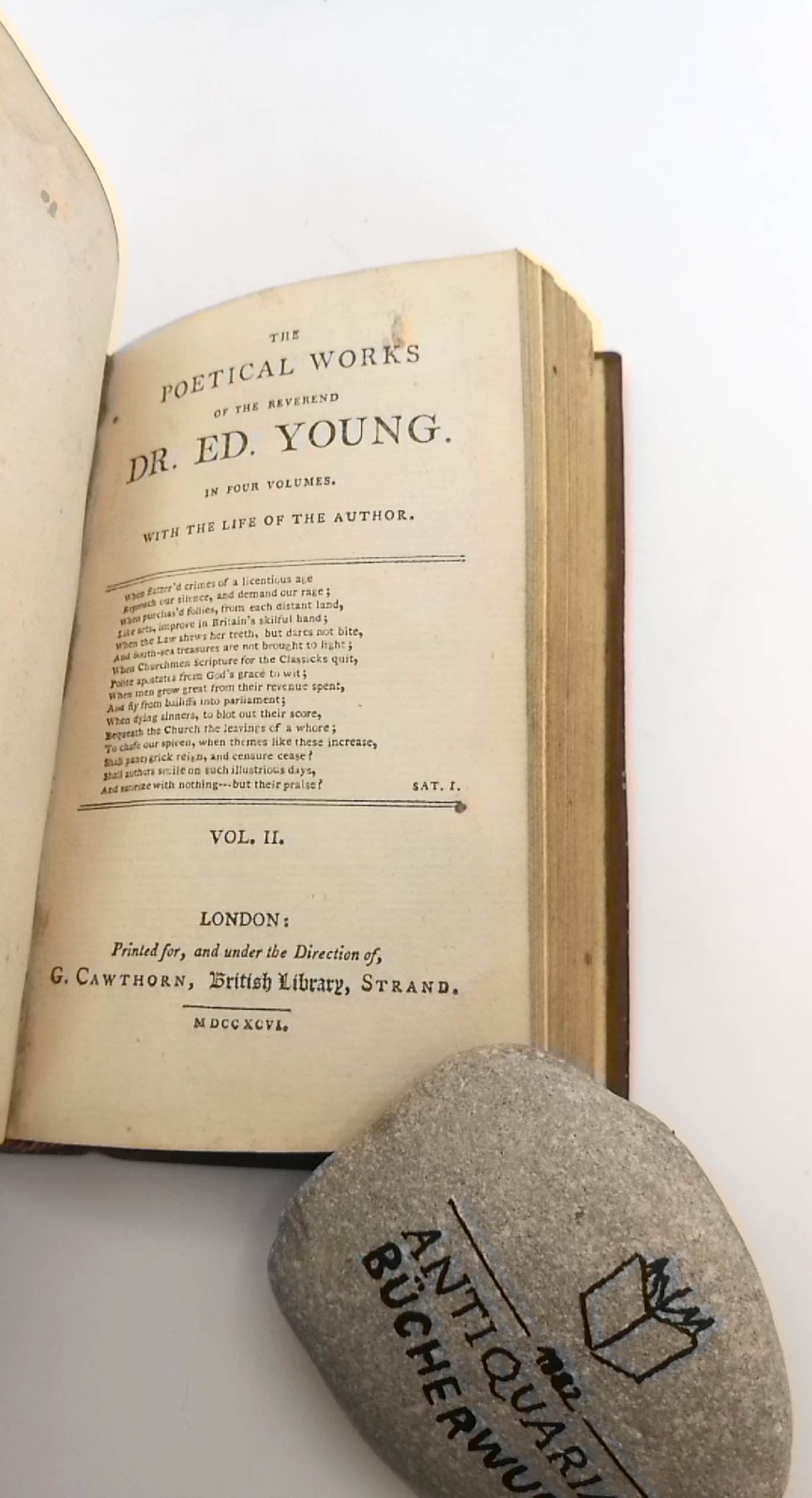 Young, Edward: The poetical work of Dr. Edward Young. Vol I [1] and II  [2] of four (=2 Teile in 1 Band)