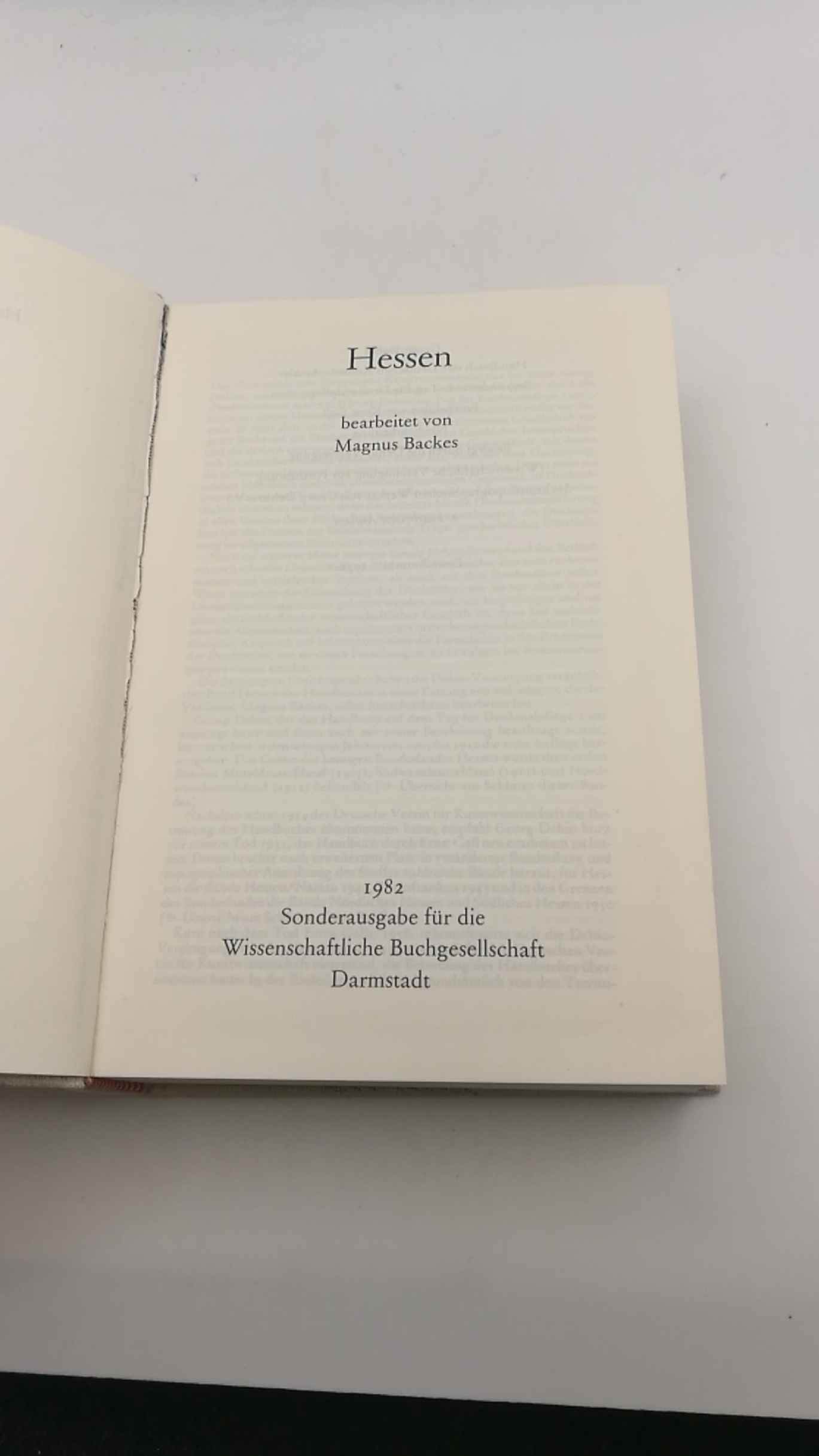 Dehio, Georg: Handbuch der Deutschen Kunstdenkmäler-Hessen bearbeitet von Magnus Backes