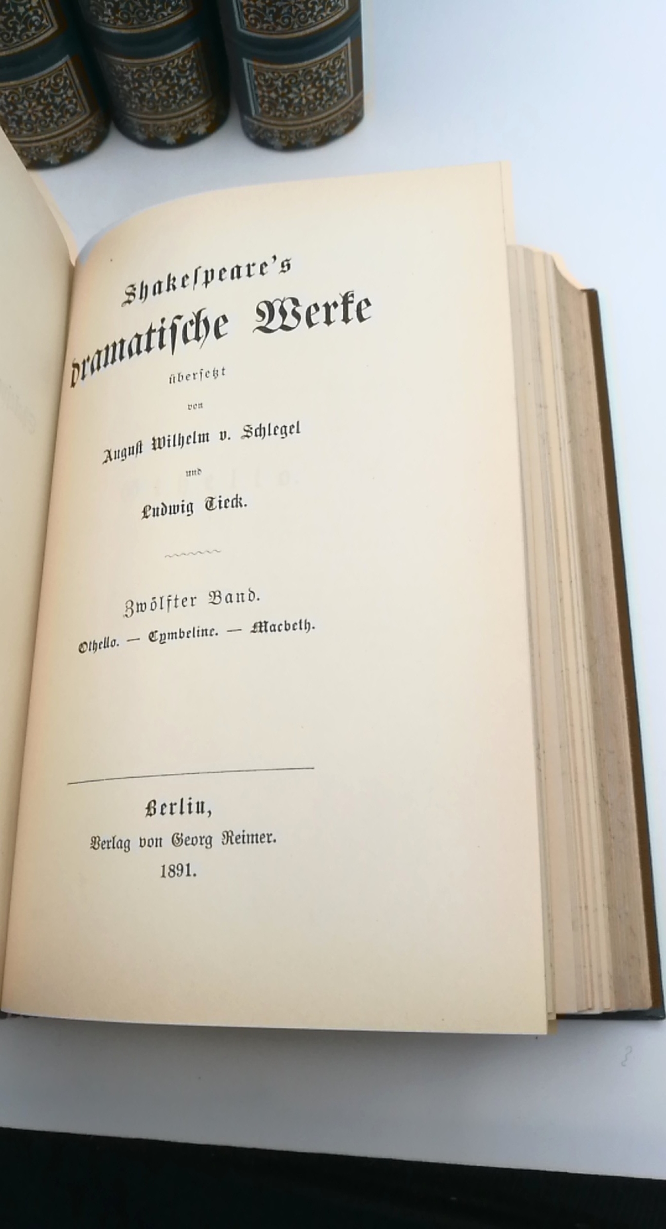 Shakespeare, William: Shakespeare's dramatischer Werke übersetzt von August Wilhelm von Schlegel und Ludwig Tieck