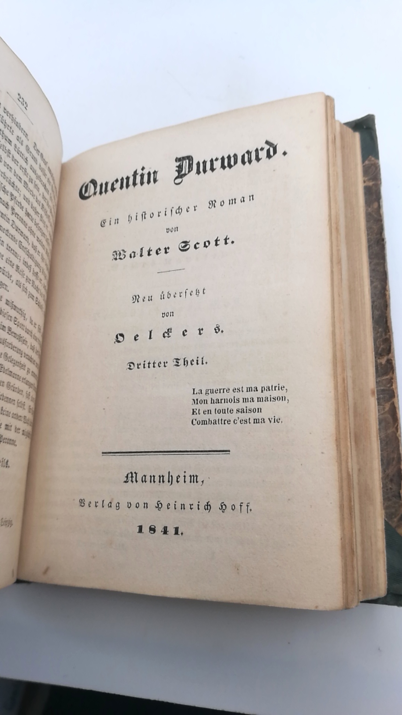 Scott, Walter: Quentin Durward. 3 Teile in 1 Buch (=vollst.) Ein historischer Roman. Neu übersetzt von Oelckers