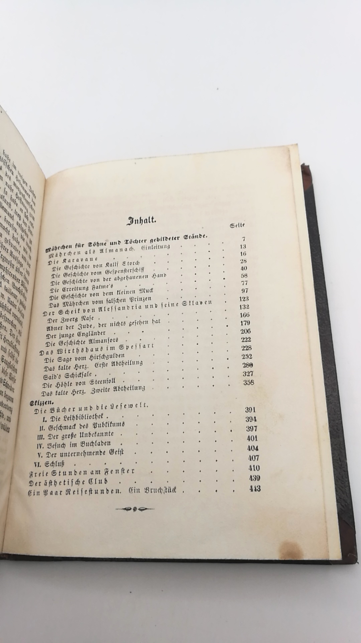 Schwab, Gustav (Hrgs.): Märchen für Söhne und Töchter gebildeter Stände / Skizzen Wilhelm Hauff's sämmtliche Werke. Vierter [4.] Band mit des Dichters Leben