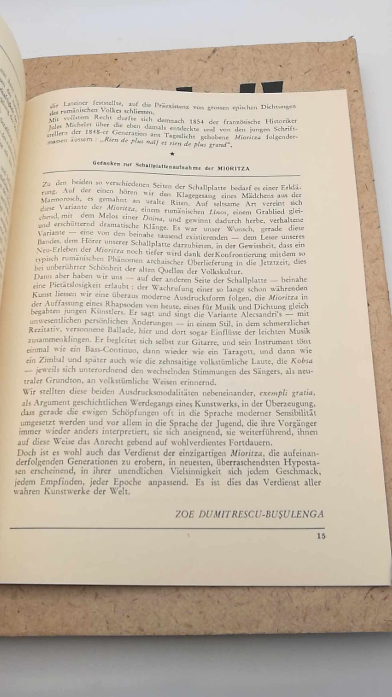 Dumitresco-Busolenga, Zoe (Hrsg.): Miorita / Mioritza. Inklusive Begleitbroschur und Schallplatte.