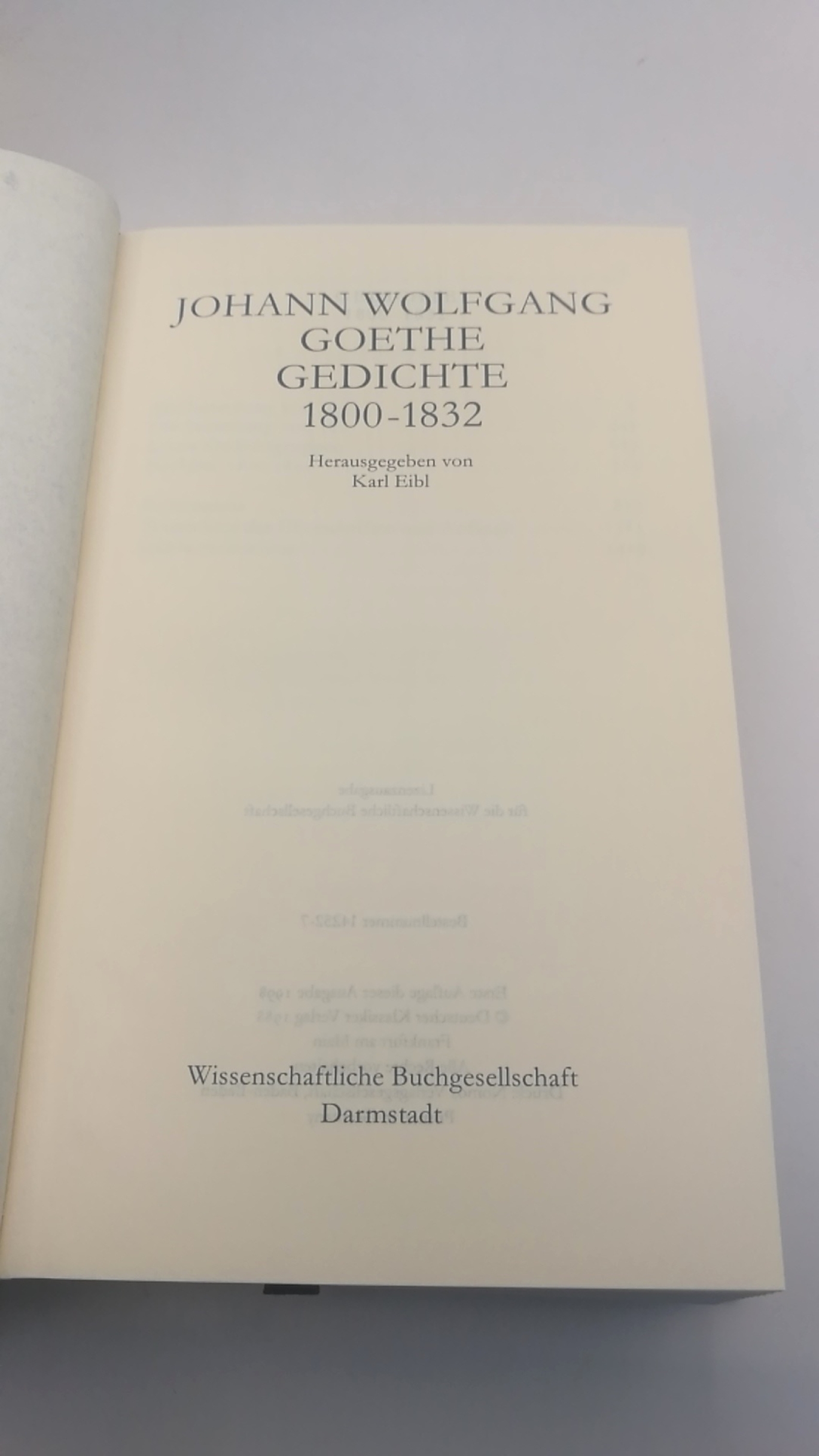 Eibl, Karl (Hrgs.): Johann Wolfgang von Goethe. Sämtliche Gedichte in 2 Bänden (=2 Bde)