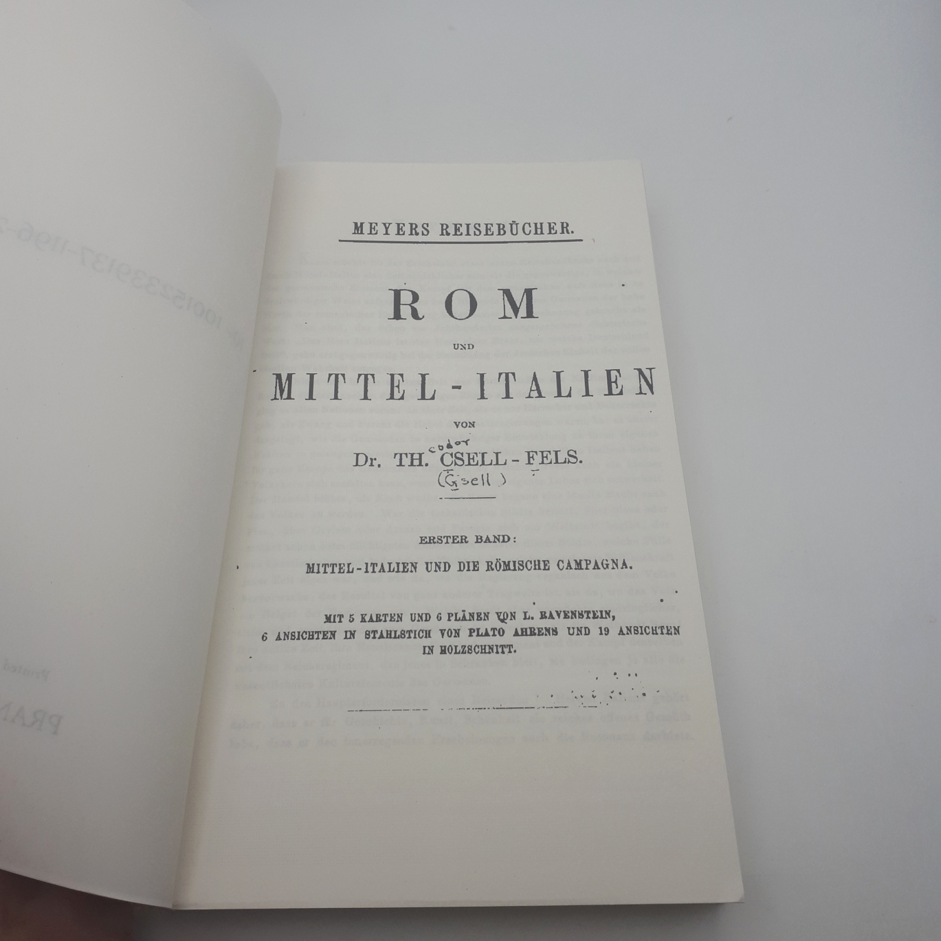 Gsell-Fels, Theodor: Rom Und Mittel-Italien, Erster [1.] Band Mittel-Italien und die Römischen Capagna