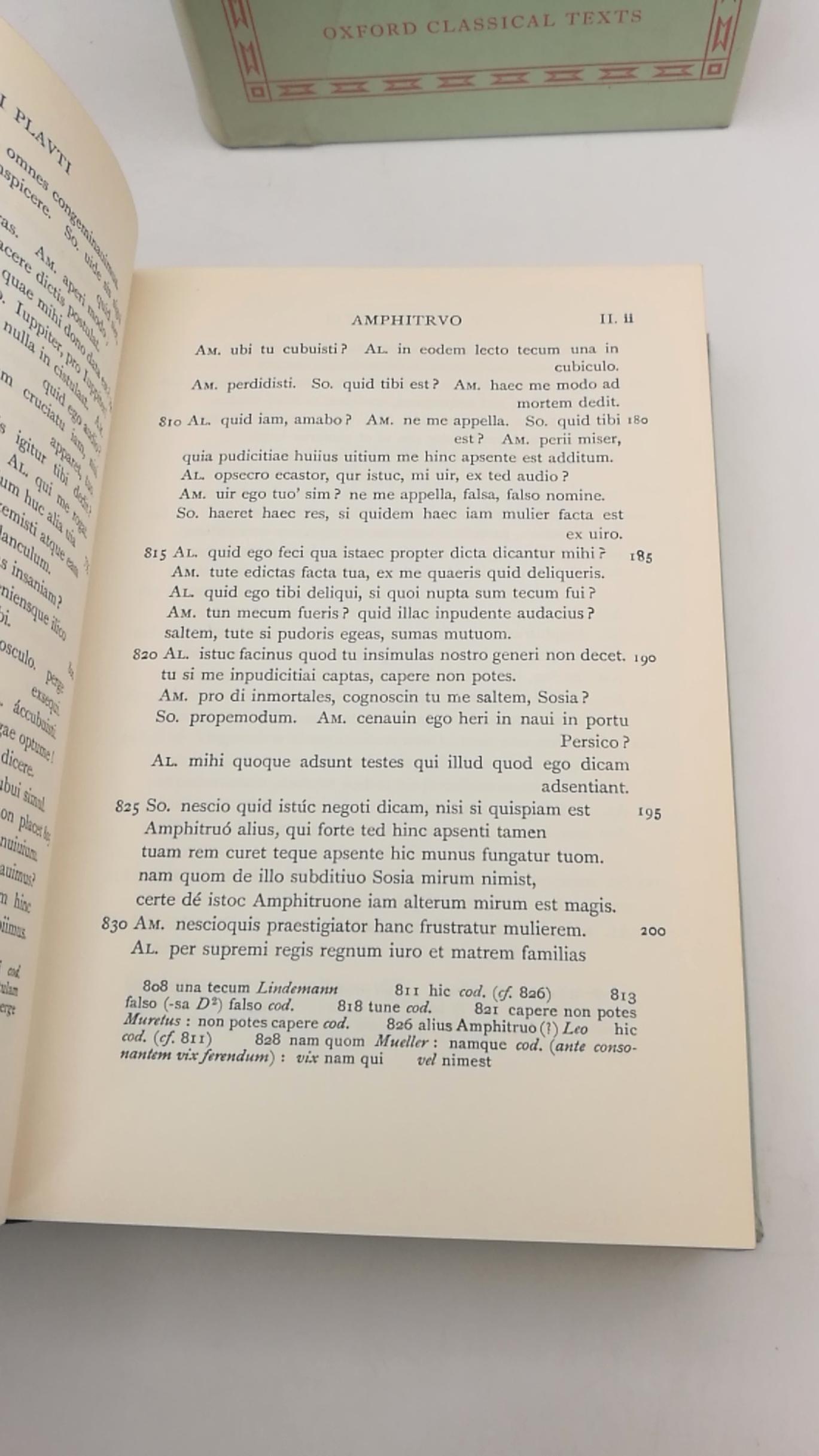 Plauti, T. Macci: Comoediae. Tomus I und Tomus II.  (=2 Bände) Recognovit brevique adnotatione critica instruxit W. M. Lindsay