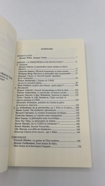 Deuxiéme semeestre 1989 PUF (Hrsg.): Actuel Marx. La perestroika, une revolution?