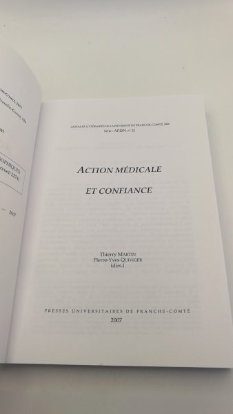 Martin, Thierry (Hrgs.): Action médicale et confiance