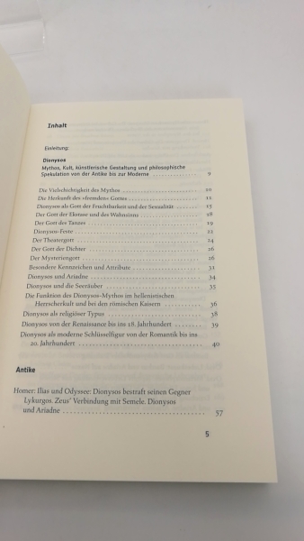 Schmidt, Jochen (Herausgeber): Mythos Dionysos Texte von Homer bis Thomas Mann / hrsg. von Jochen Schmidt und Ute Schmidt-Berger