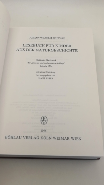 Schwartz, Johann Wilhelm: Schwarz Lesebuch für Kinder aus der Naturgeschichte 