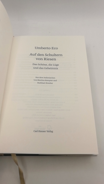 Eco, Umberto: Auf den Schultern von Riesen Das Schöne, die Lüge und das Geheimnis