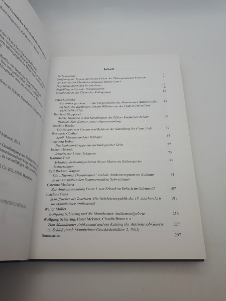 Franz, Joachim (Herausgeber): "Ein Wald von Statuen" Kolloquium zum Zwanzigjährigen Bestehen der Antikensaal-Galerie und zur Begründung der Kurpfälzer Abguss-Sammlung vor 300 Jahren; Freitag und Samstag, den 6. und 7. Mai 2011 im Mannheimer Schloss