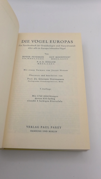 Peterson, Roger Tory: Die Vögel Europas Ein Taschenbuch für Ornithologen und Naturfreunde über alle in Europa lebenden Vögel