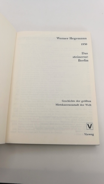 Hegemann, Werner: Das steinerne Berlin. 1930. Geschichte der grössten Mietskasernenstadt der Welt Bauwelt Fundamente 5